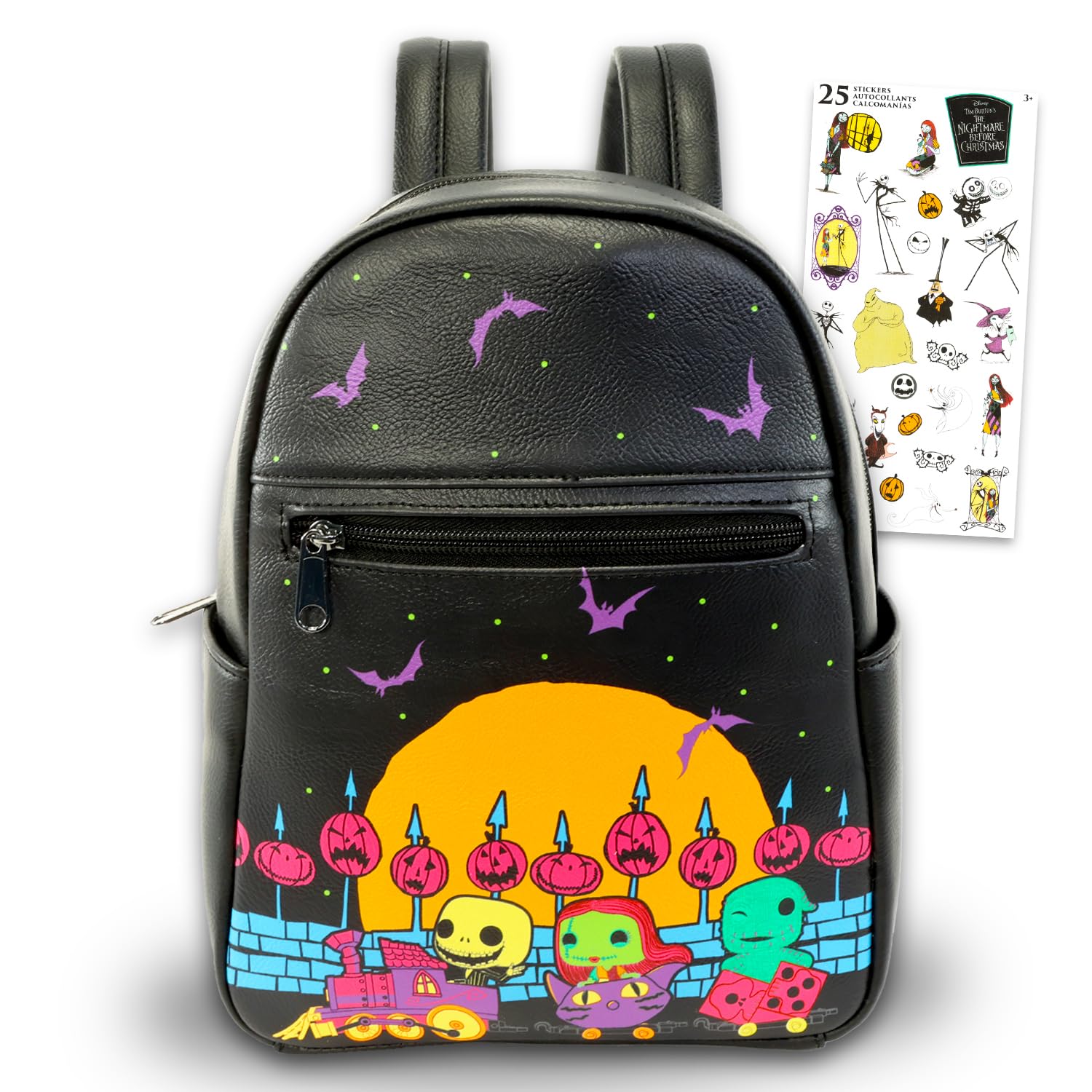 Nightmare Before Christmas Backpack Purse - Bundle of 10.5" Funko Pop Mini Backpack, Stickers, More | Jack Skellington Bag for Women