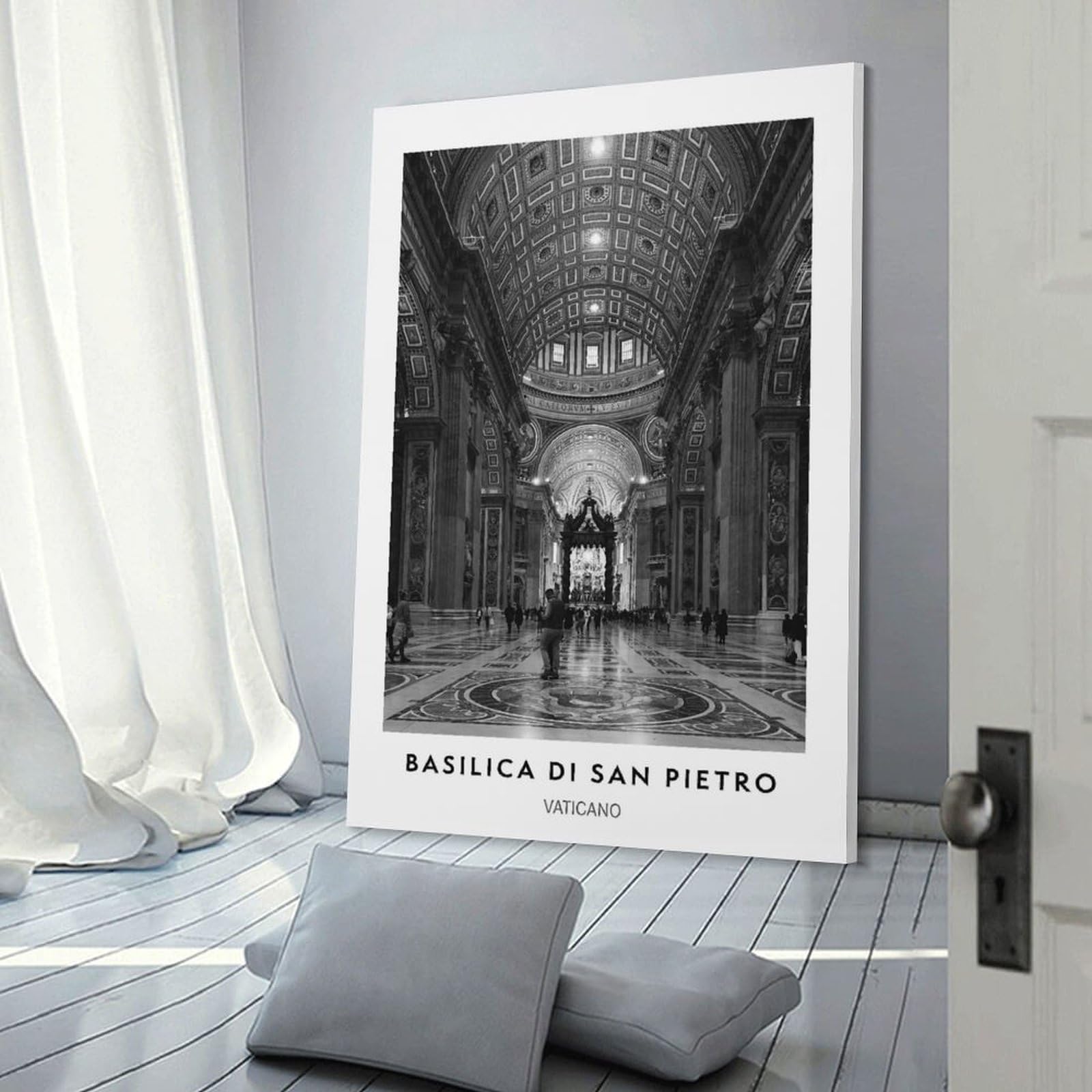 Junmoney Canvas Art Print St. Peters Basilica Interior, 20x30inch(50x75cm), for Office, Study Or Home Workspace, Home Office Artwork with Decorative Appeal