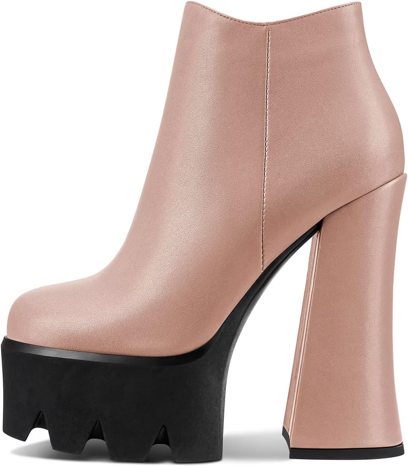 Castamere Women Chunky Block High Platform Heel Round Toe Ankle Boots Short Bootie Slip-on Zipper Dress Party Boots