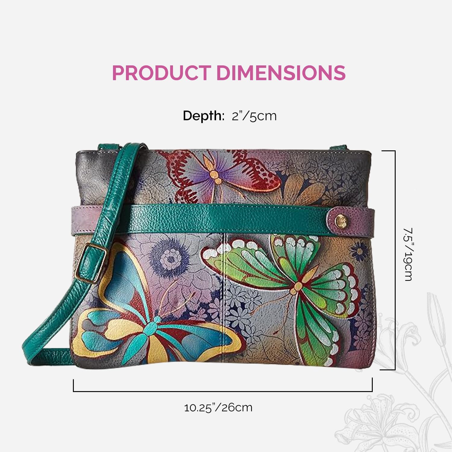 Anna by Anuschka Women's Original Hand-Painted Genuine Leather Medium Crossbody - Image 5