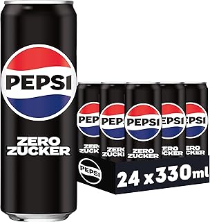 Pepsi Zero Zucker, Das zuckerfreie Erfrischungsgetränk von Pepsi ohne Kalorien, Koffeinhaltige Cola in der Dose, EINWEG Dose (24 x 0,33 l) (Verpackungsdesign kann abweichen)