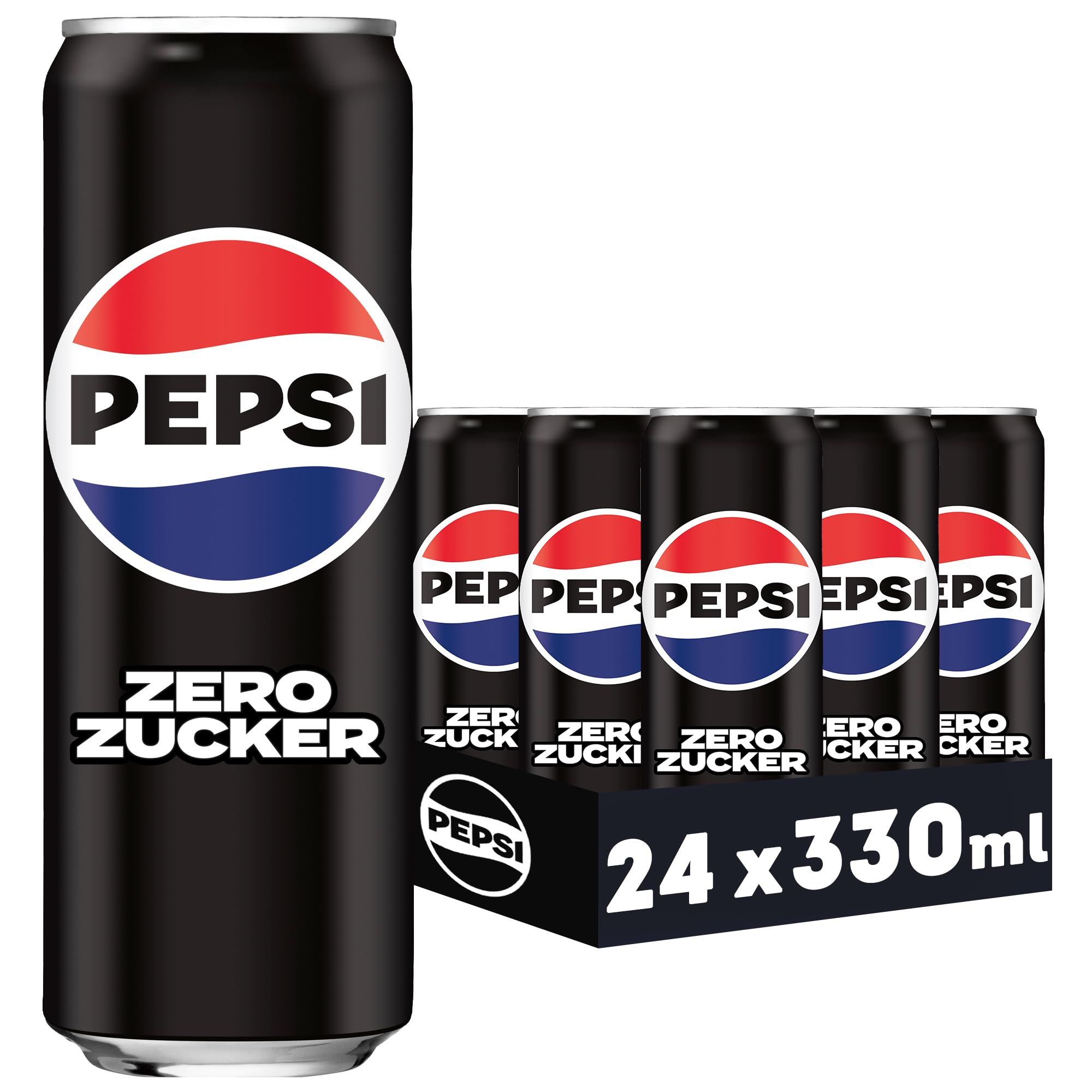 Pepsi Zero Zucker, Das zuckerfreie Erfrischungsgetränk von Pepsi ohne Kalorien, Koffeinhaltige Cola in der Dose, EINWEG Dose (24 x 0,33 l) (Verpackungsdesign kann abweichen)