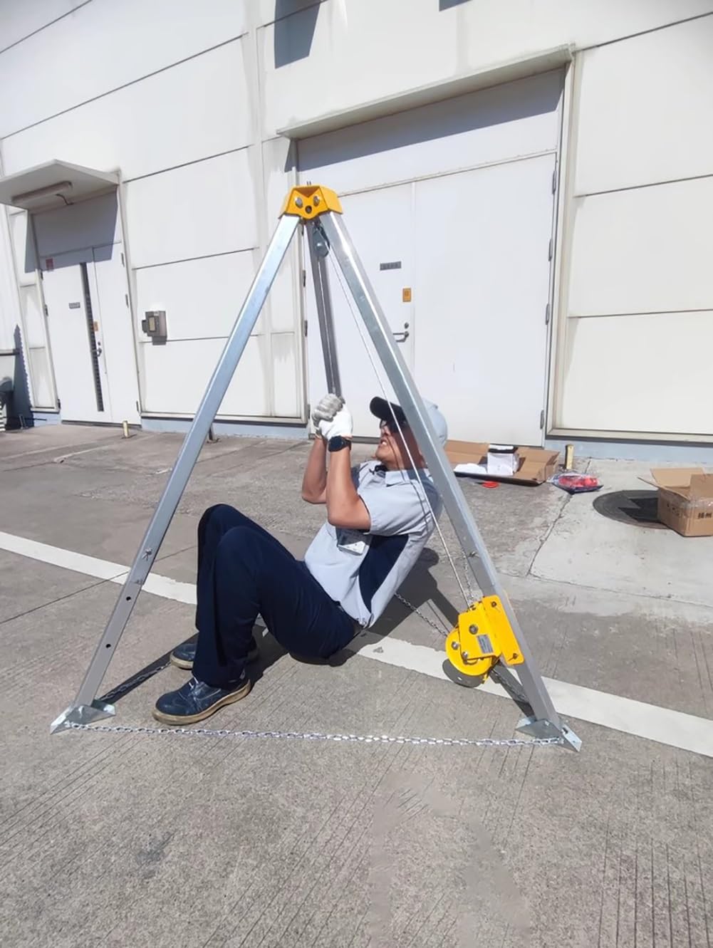 Trípode de rescate Trípode de rescate para espacios confinados con patas de 2,1 m y cabrestante, kit de trípode de aluminio para espacios cerrados, trípode de seguridad de rescate plegable(1800LBS Win