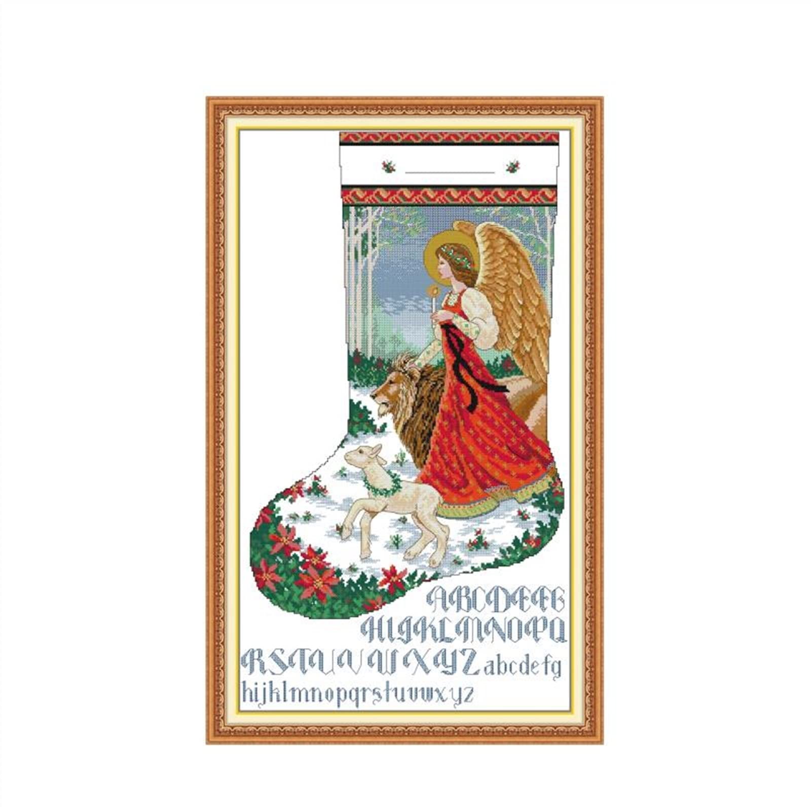 Kit point de croix Ange de la divinité 14ct toile blanche à fils de coton haute précision