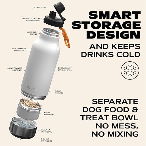 Miniatura 6 de asobu Dog Buddy Bottle - Botella de agua aislada de acero inoxidable para un ser humano con cuenco de agua extraíble para perro y cuenco de