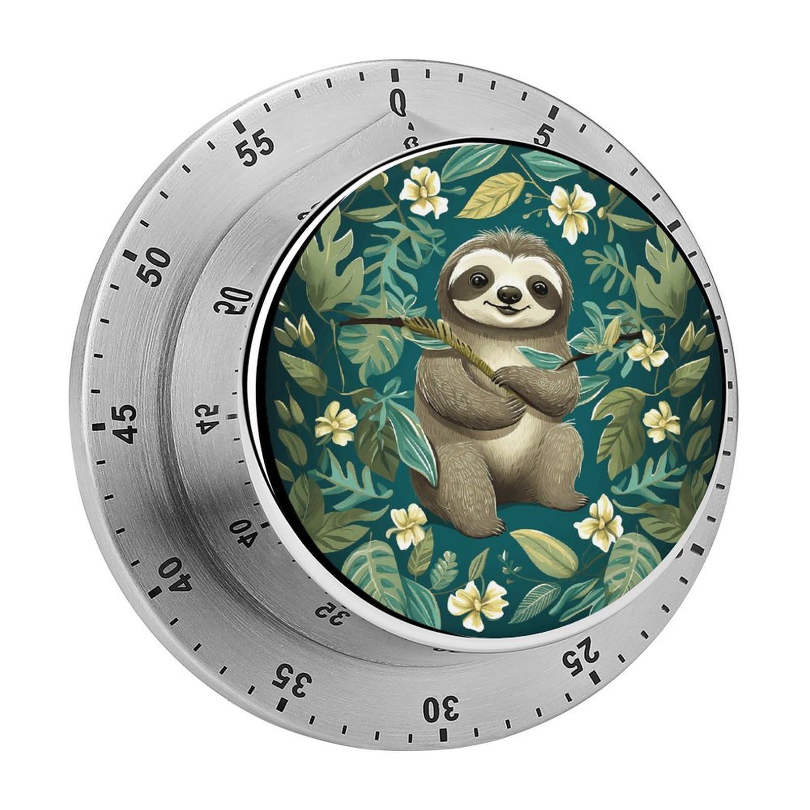 Adorable Sloth Kitchen Timer Chef Cooking Timers Clock with Loud Alarm Exquisite Stainless Steel Mechanical