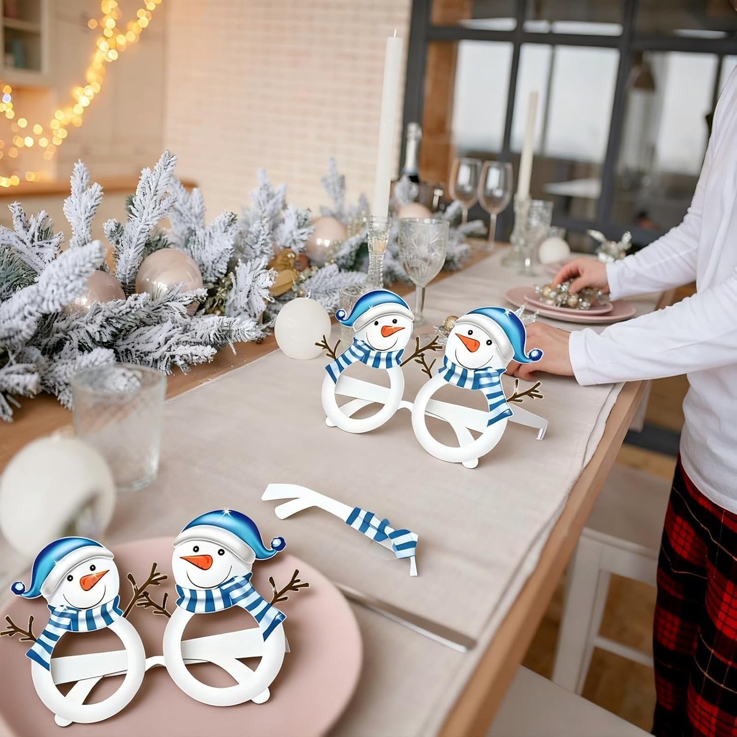 24 Pcs Christmas Photo Booth Props Snowflake Snowman Paper Eyeglasses Winter Wonderland Decorations Winter Decor Winter Party Decorations - Image 6