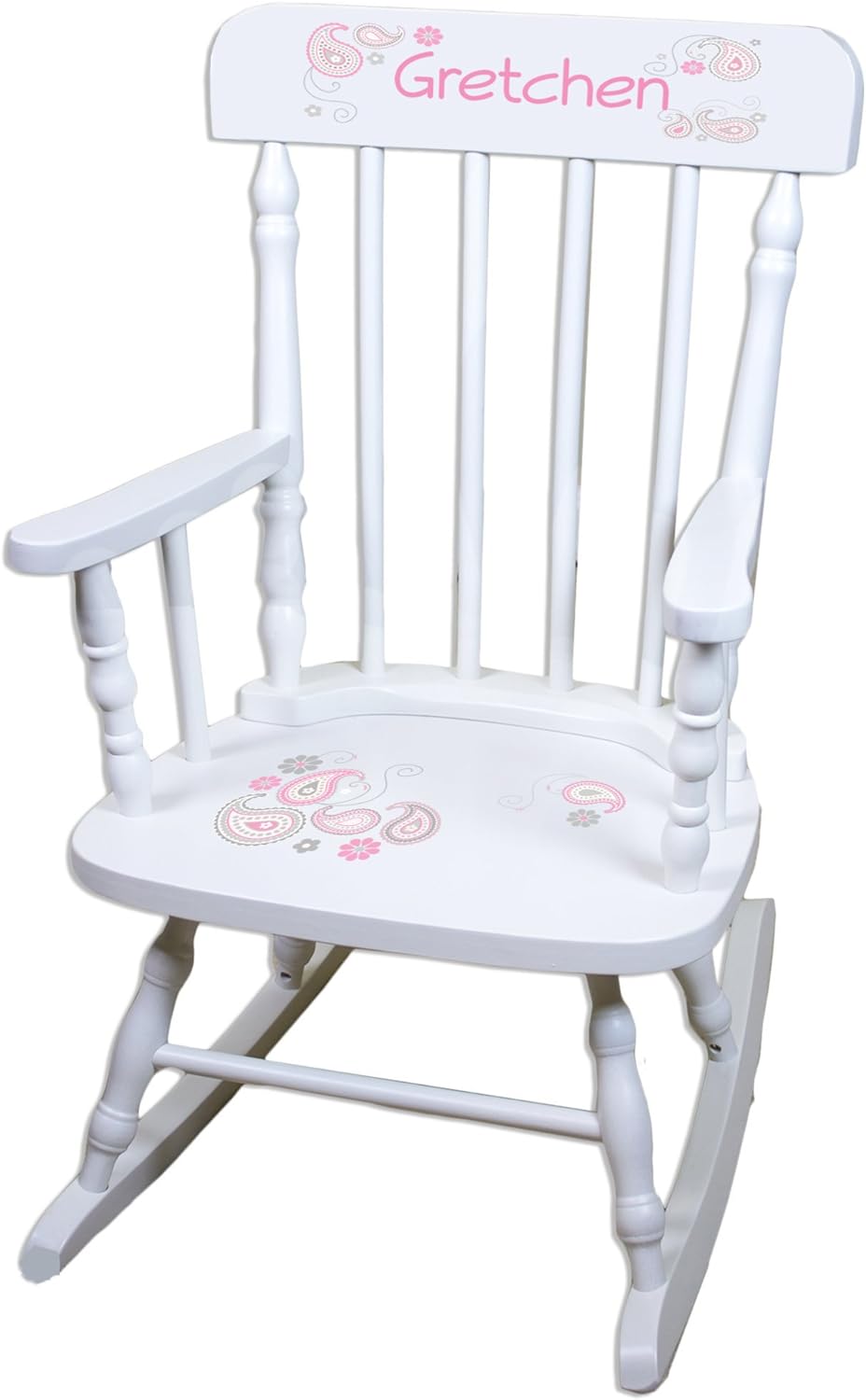 Amazoncom Personalized Paisley Pink Gray White Childrens Rocking Chair Kitchen Dining
