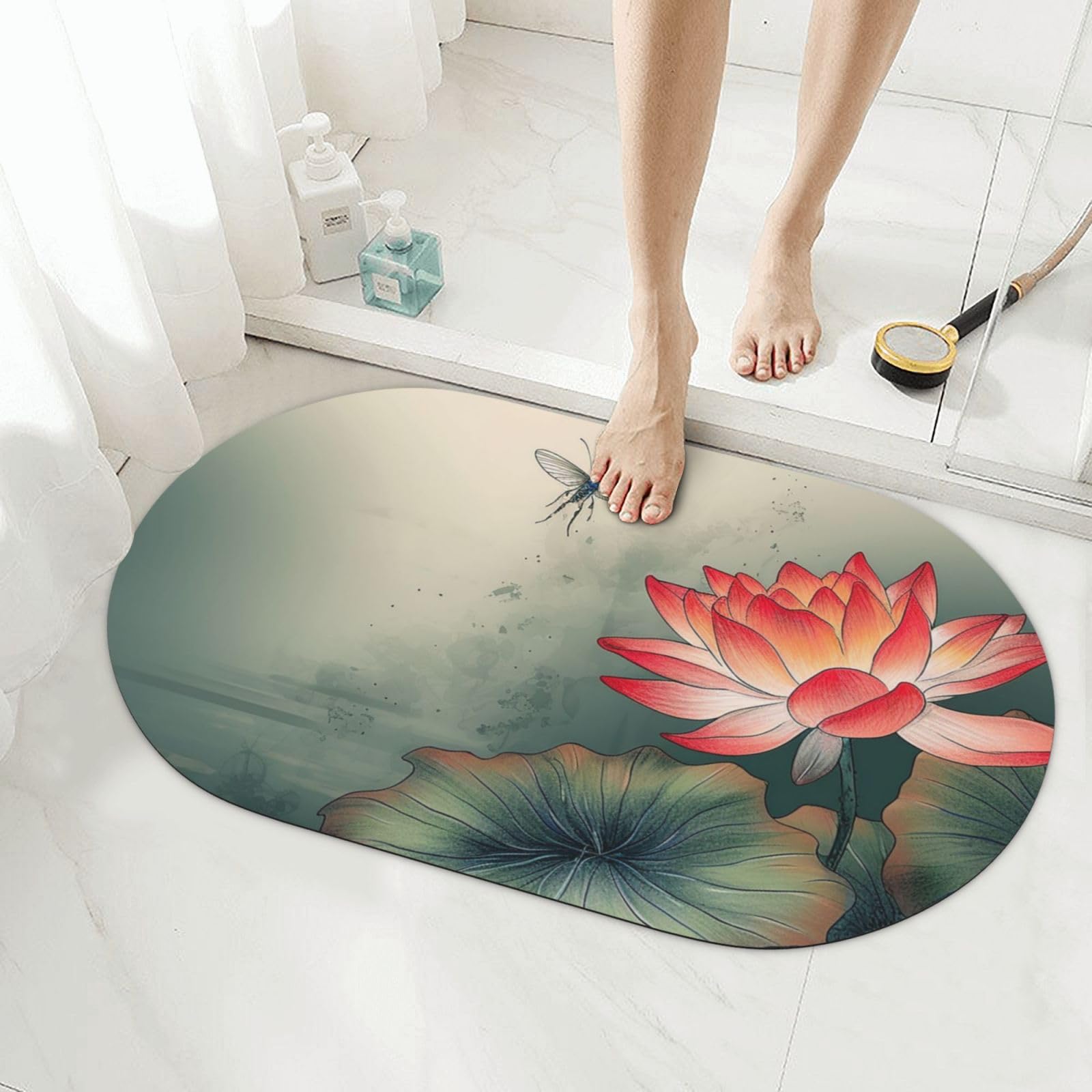 Tapis de bain antidérapant en pierre anti humidité et odeurs