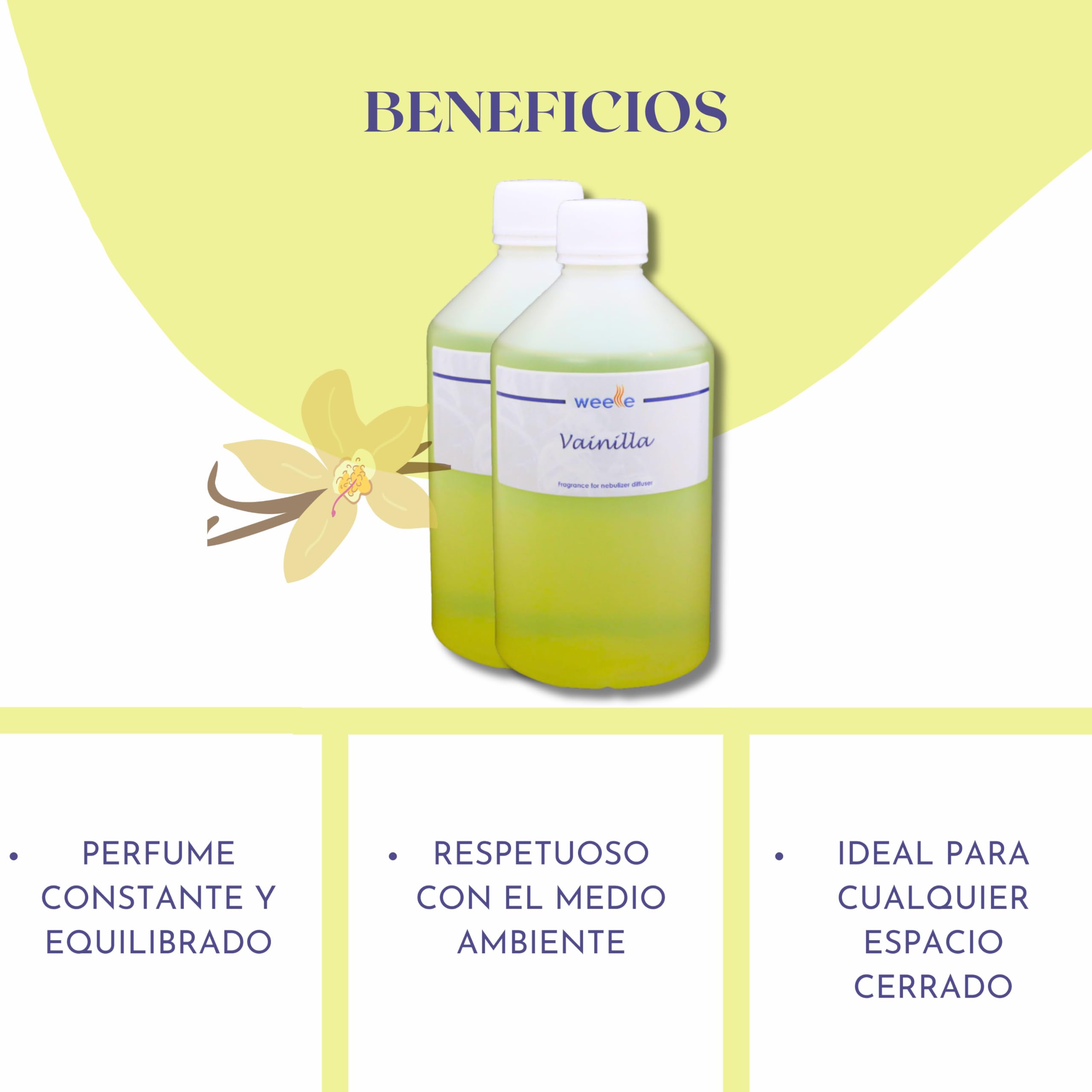 Fragancia Vainilla para Ambientadores Electricos Profesionales, para Hogar, Oficina, Hotel, Ambientador Profesional Duradero para Aromaterapia 1000ml