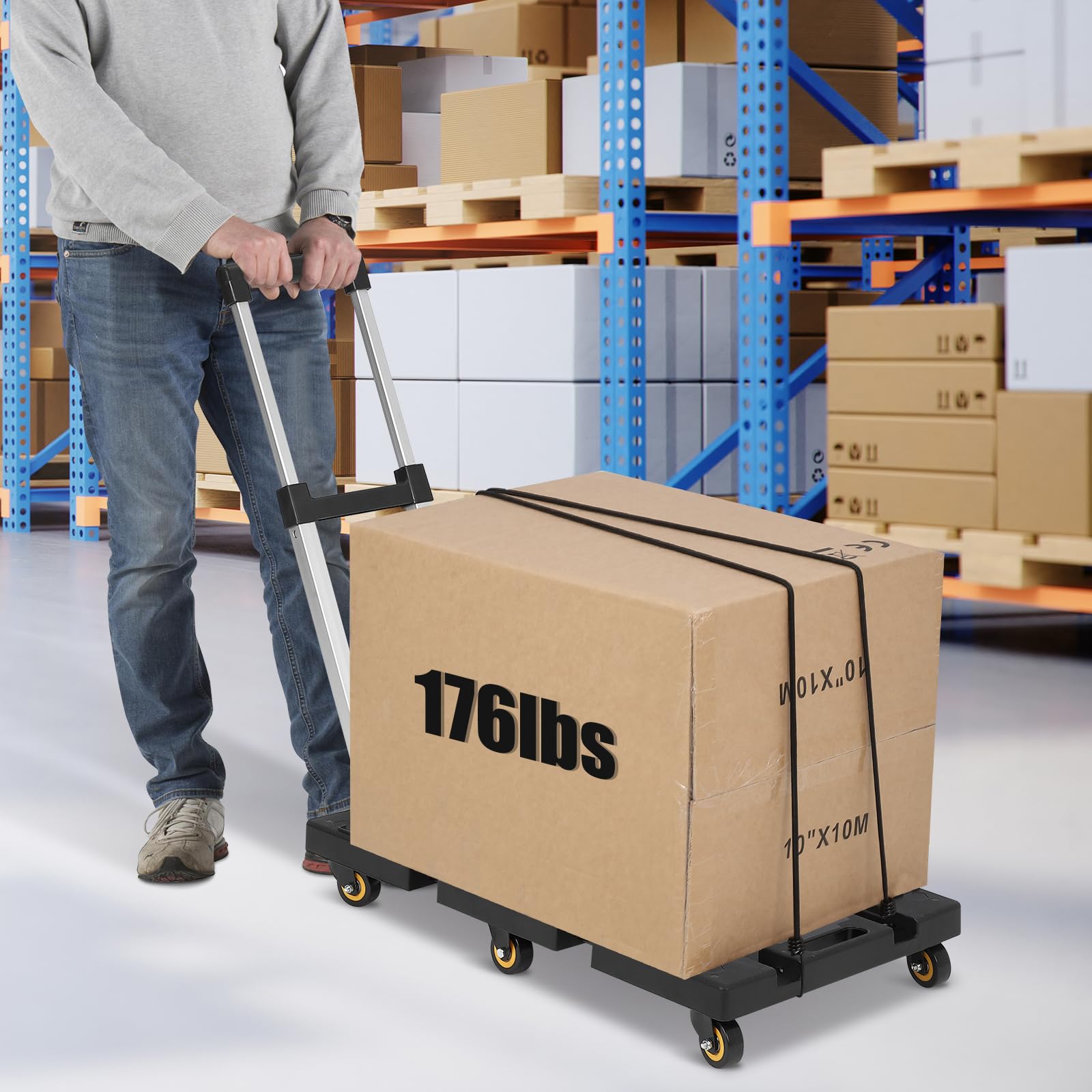 GarveeTech Sackkarre klappbar 100kg Aluminium Transportwagen kompakt | Kunststoff-Basis; Leichtgewicht; Umzug & Reise; Haushalt; Lager; Platzsparend; Räder; Ergonomisch; Stabil; Vielseitig
