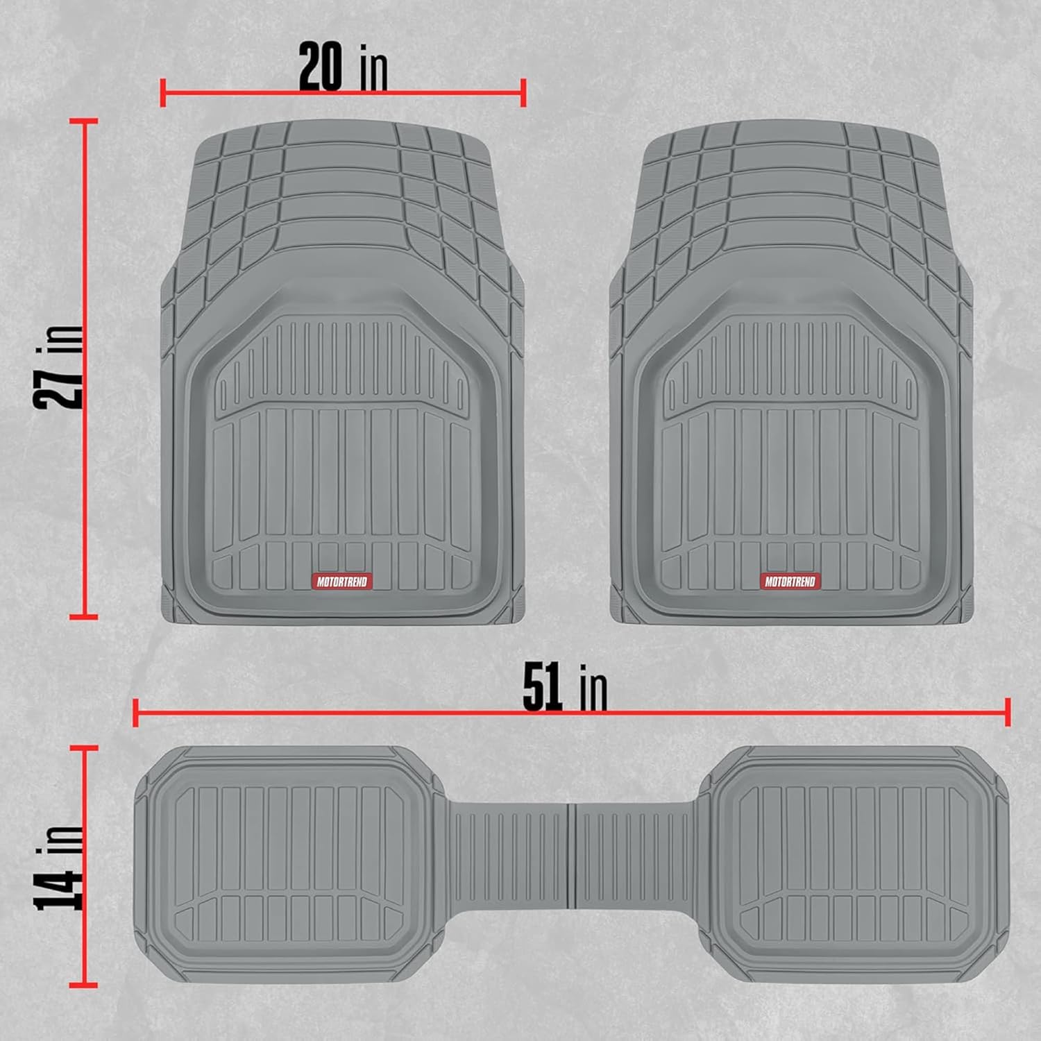 Motor Trend 943-GR FlexTough Defender Car Floor Mats -Next Generation Deep Dish Heavy Duty Contour Liners for Car SUV Truck & Van-All Weather Protection, Trim to Fit Most Vehicles Gray - Image 10