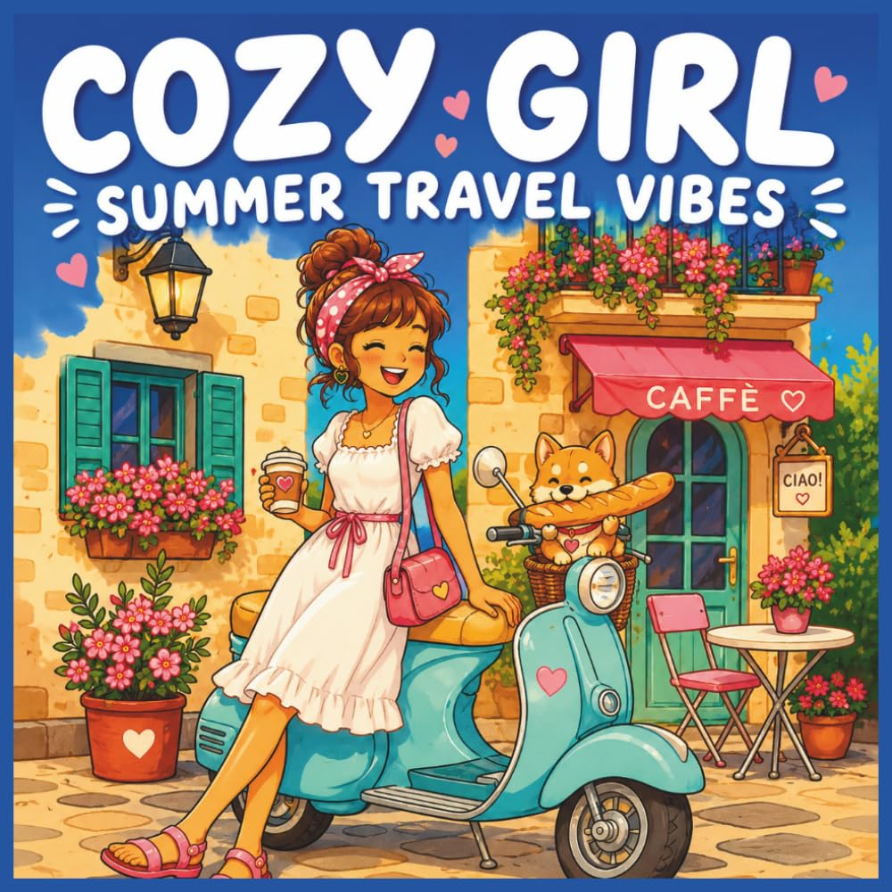 Cozy Girl Summer Travel Vibes: 50 Cute Vacation Scenes with Travel Girls, Cafe, Beaches, Road Trips, Relaxing Adventure for Women and Teens