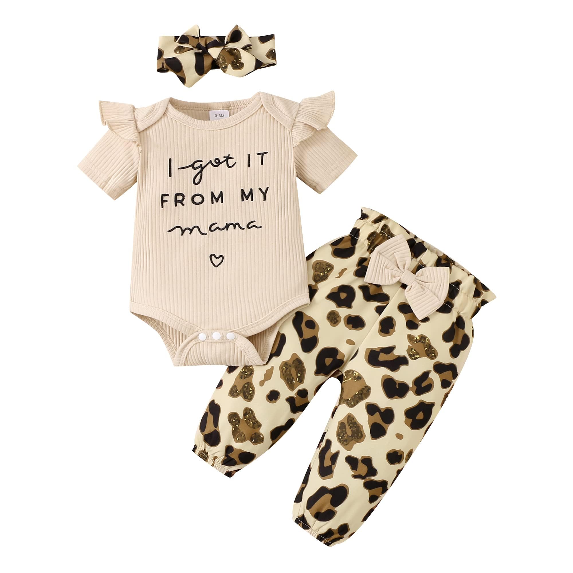 OLLUISNEO Baby Girl Clothes Newborn Infant Fall Outfit Romper Winter Floral Pant Set Headband 3 Pcs Clothes for