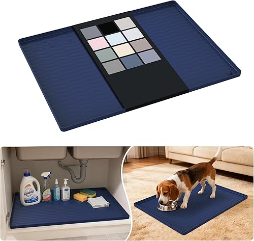 Miniatura 96 de URMONA Tapete de silicona impermeable para debajo del fregadero de 40 x 22 pulgadas, forro para estante de cocina y baño, protector de gabinete y