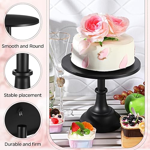 Miniatura 4 de Baderke Soporte redondo de metal para tartas de cumpleaños de 10 pulgadas, soporte de bandeja de exhibición de postres y cupcakes para boda, baby