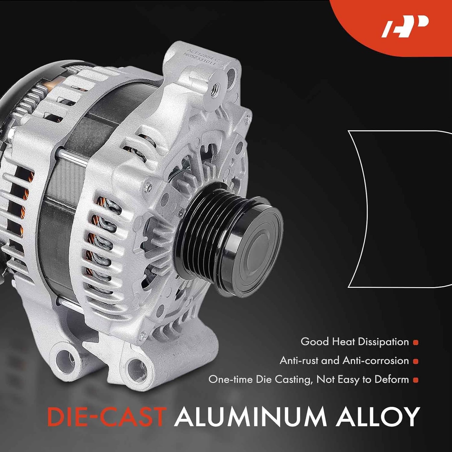 A-Premium Alternator Compatible with Ford Escape 2013-2016 1.6L, Escape 2017-2019 1.5L, Transit Connect 2014-2016 1.6L, 12V 175A 6-Groove Decoupler Pulley Clockwise, Replace# 104210-6541, 104210-6540
