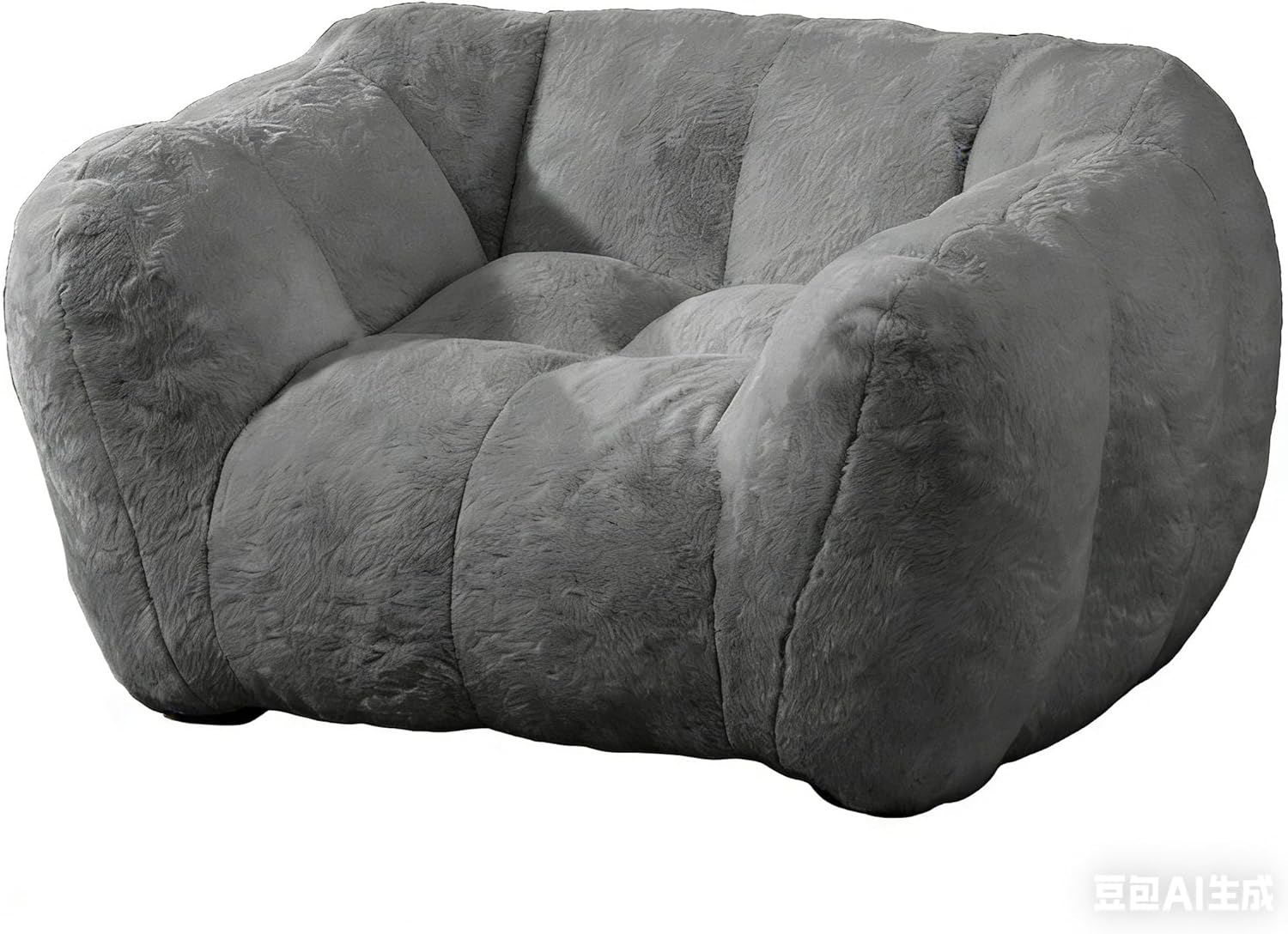 Giant Bean Bag, Bean Bag Chairs for Adults Kids, Oversized Plush Bean Bag Couch with Armrest, Large Chair with Filler, Stuffed Accent Chair Lounge Floor Sofa for Gaming, Reading, Grey