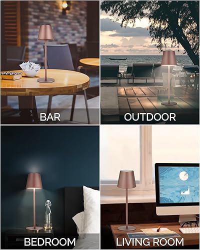 Miniatura 7 de Maksone Paquete de 2 lámparas de mesa LED inalámbricas, lámpara de escritorio con batería recargable de 6600 mWh, luz nocturna de atenuación