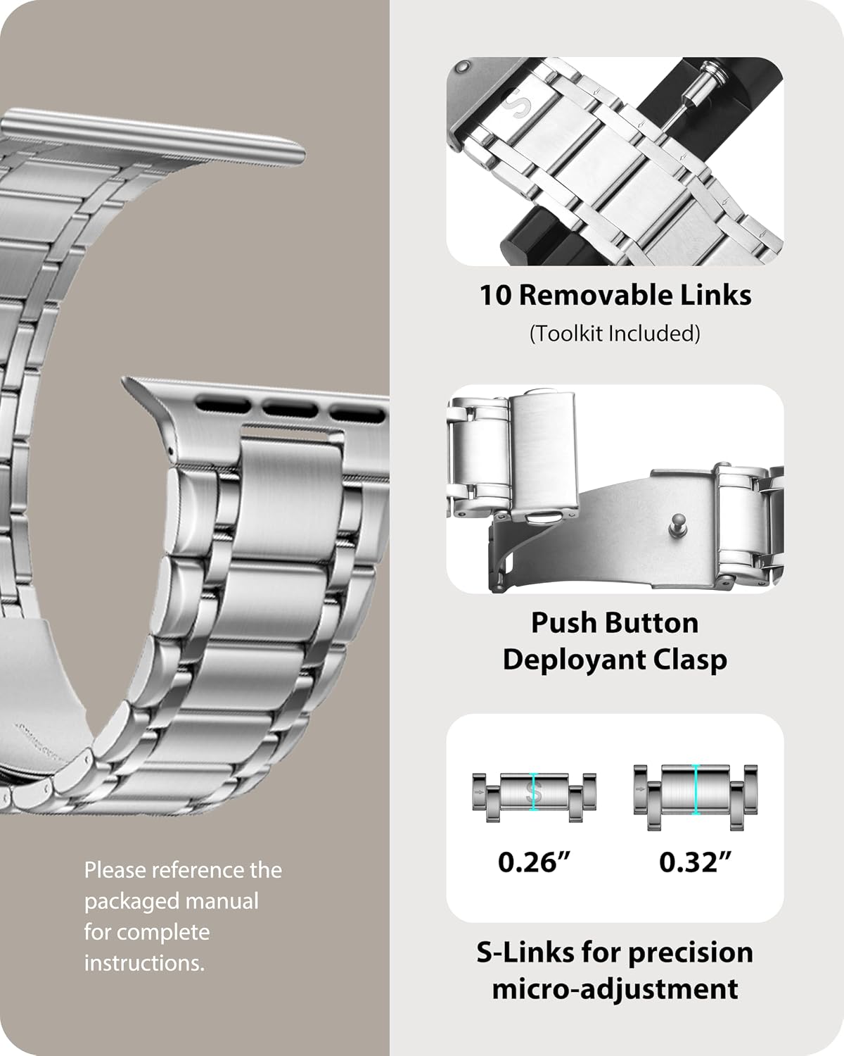 Fullmosa Bands Compatible with Apple Watch Band 46mm Series 11 10, Stainless Steel iWatch Band with Case for Apple Watch, Silver