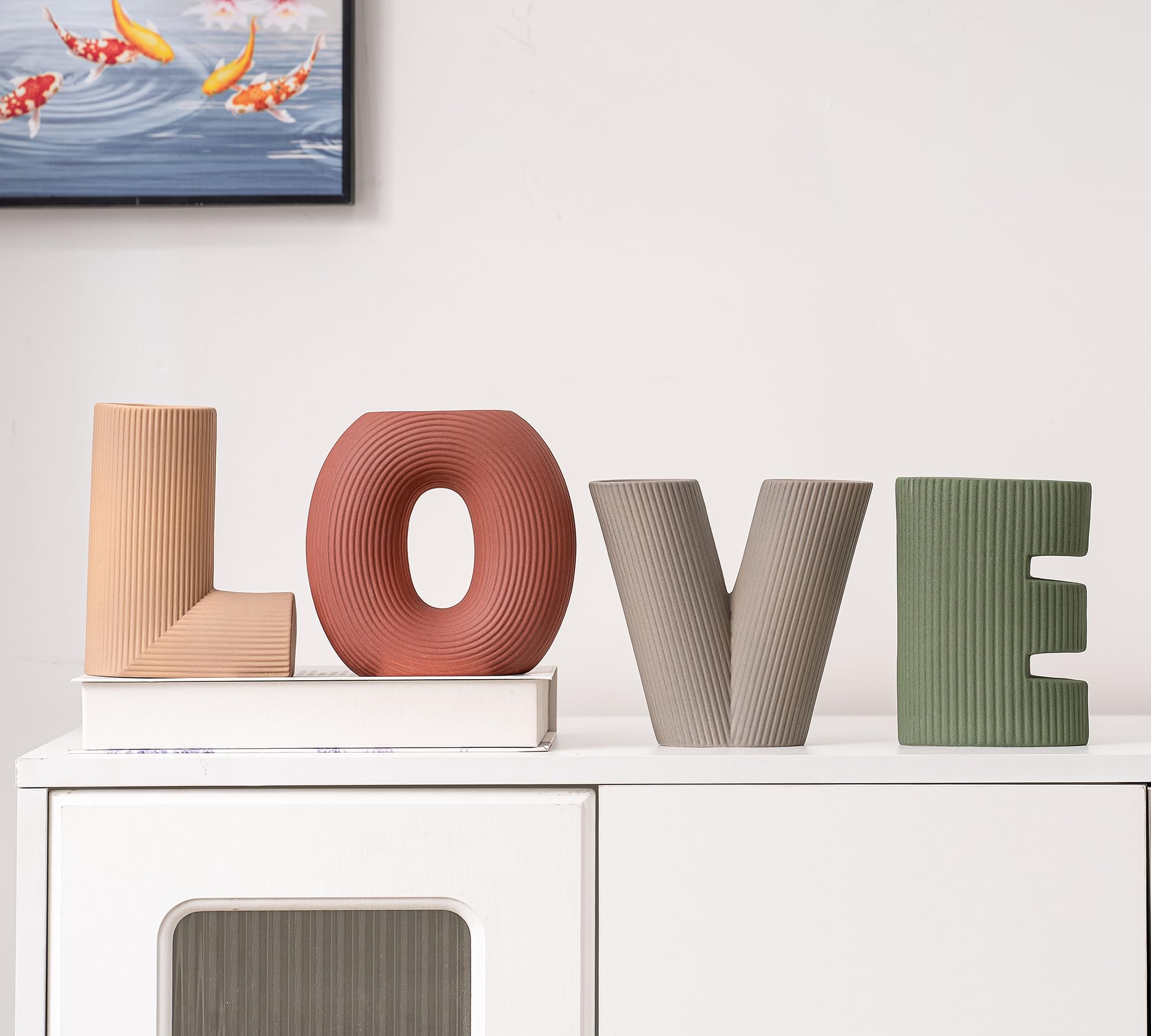 リビング、書斎、寝室の装飾、カップルのハート瓶の置物 Amazon.co.jp: LOVE 陶器 花瓶 4点セット ハート型 ペア カップル