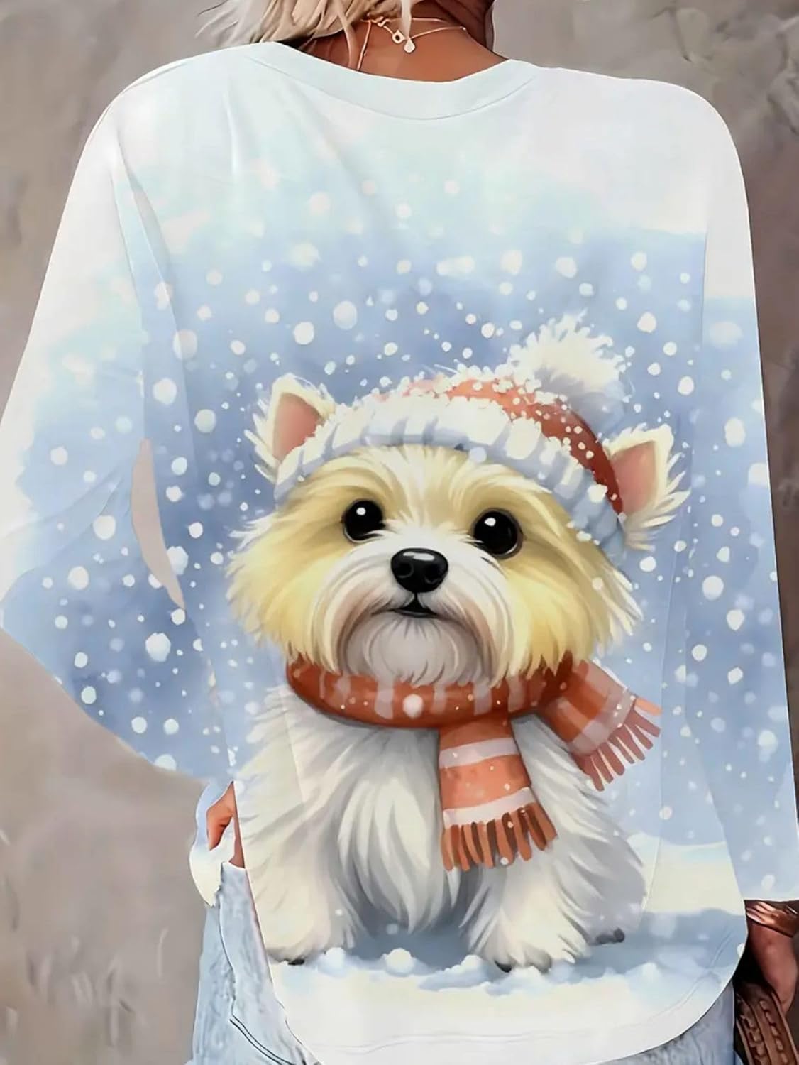 Women’s Long Sleeve Christmas Sweater Cozy Winter Holiday Crewneck Sweaters for Women – Trendy Womens Fall Tops Sweatshirt - Image 4