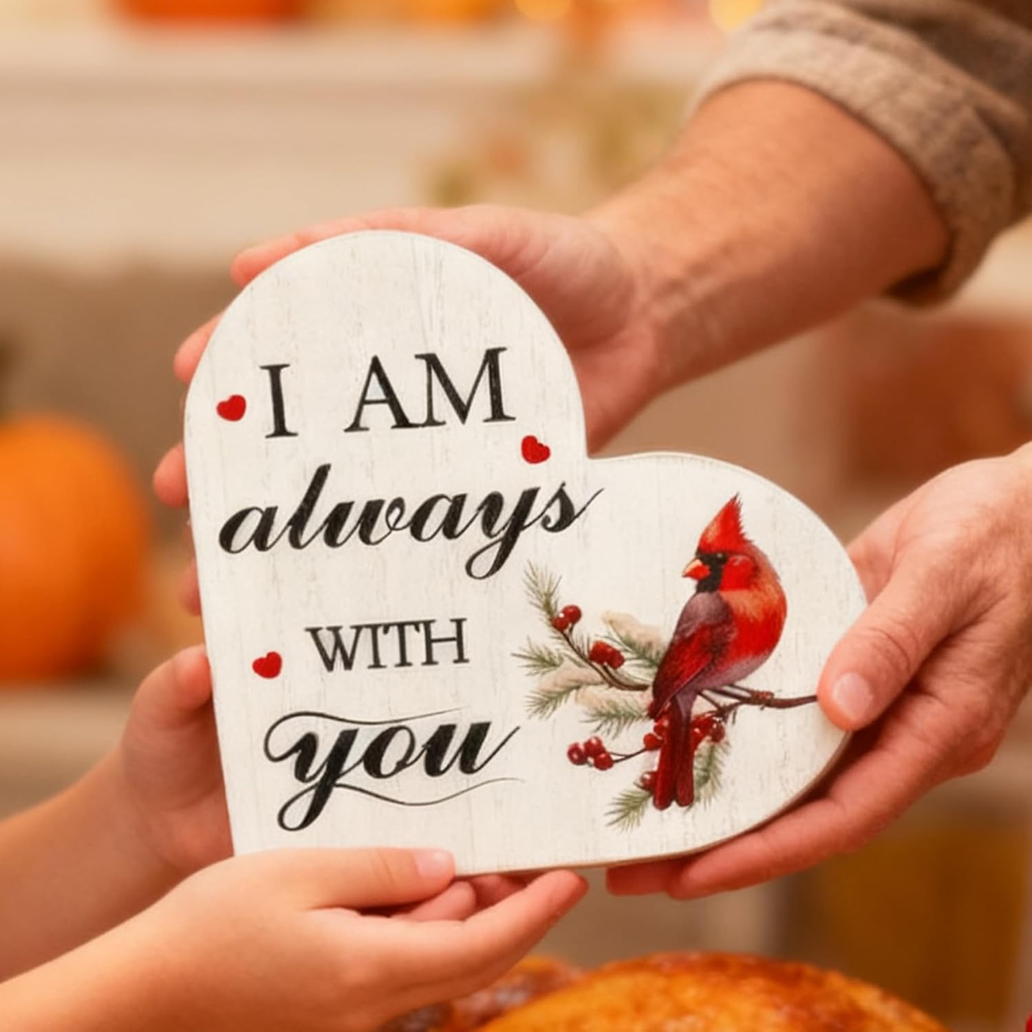 Red Cardinal Sympathy Gifts for Loss of Loved One - Tree of Life Memorial Wooden Heart Sign Table Decor Christmas Ornaments - Image 6