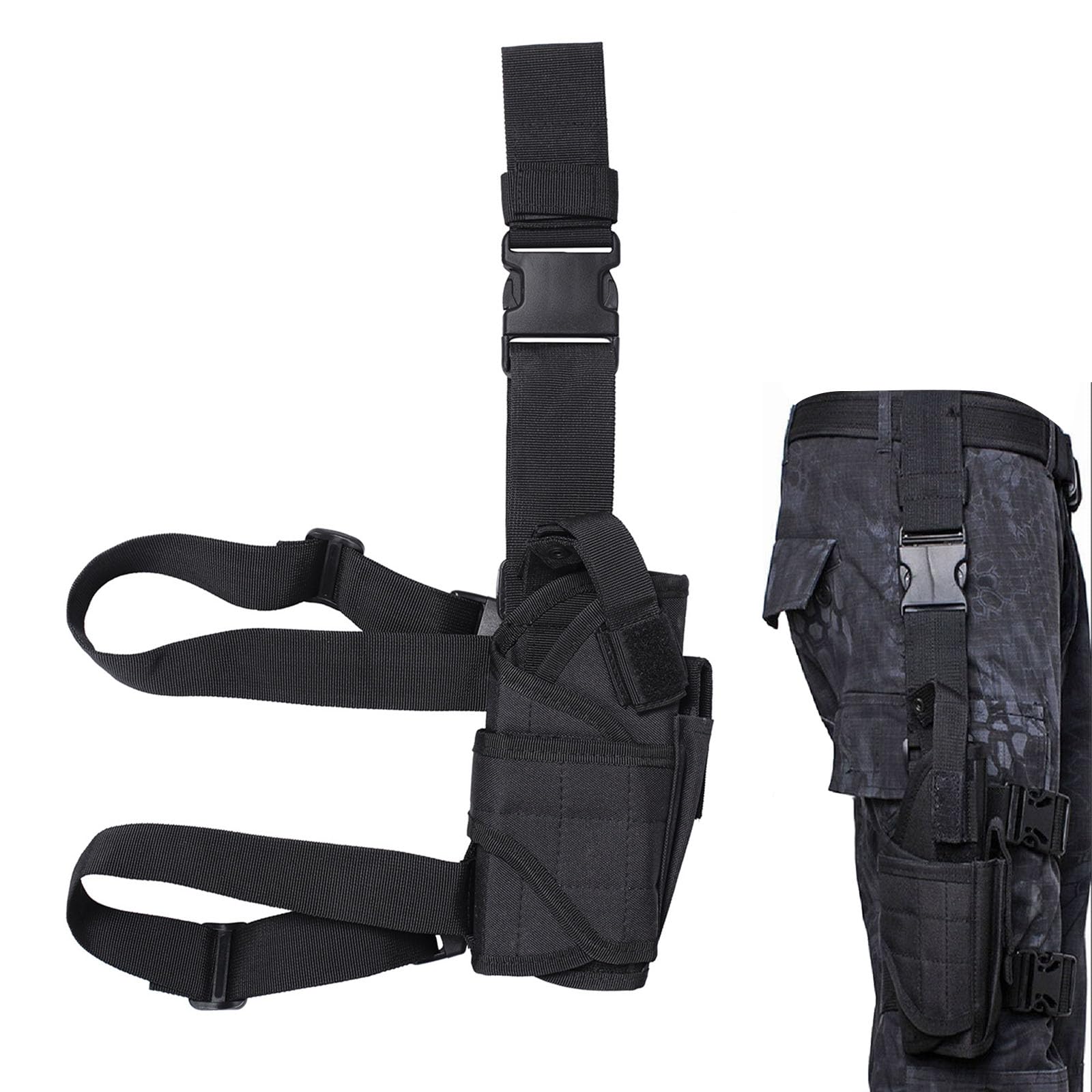 Funda Pistola Pierna, Funda Pistola para Pierna táctico, Nylon Pistola Estuche, para Entrenamiento, Caza, Actividades al Aire Libre, Juegos de rol