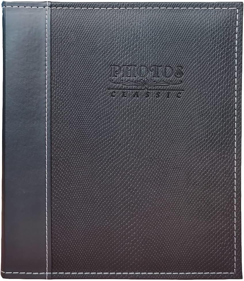 Self-Adhesive Photo Album Leather Photo Album Album Photo Pocket Storage Book 7-inch Photo Album Book Used for Wedding Guest Anniversary (Color : Brown Size : 24x28x5cm) (Black 24x28x5cm)
