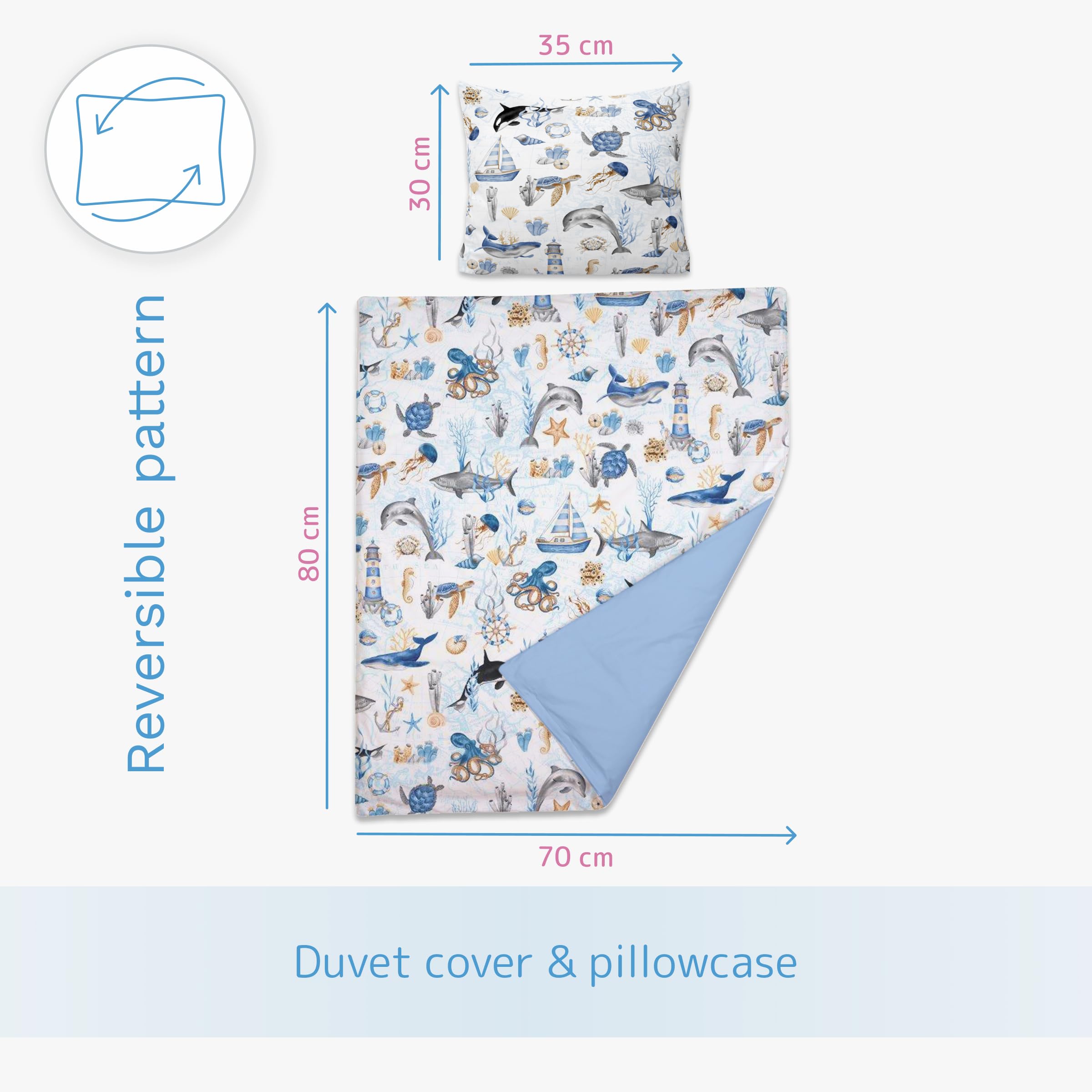Baby Comfort 2 Piece Baby Kids Bedding Set 80x70 cm Duvet Cover & Pillowcase 12M+ (New Marina), 43 - Image 4