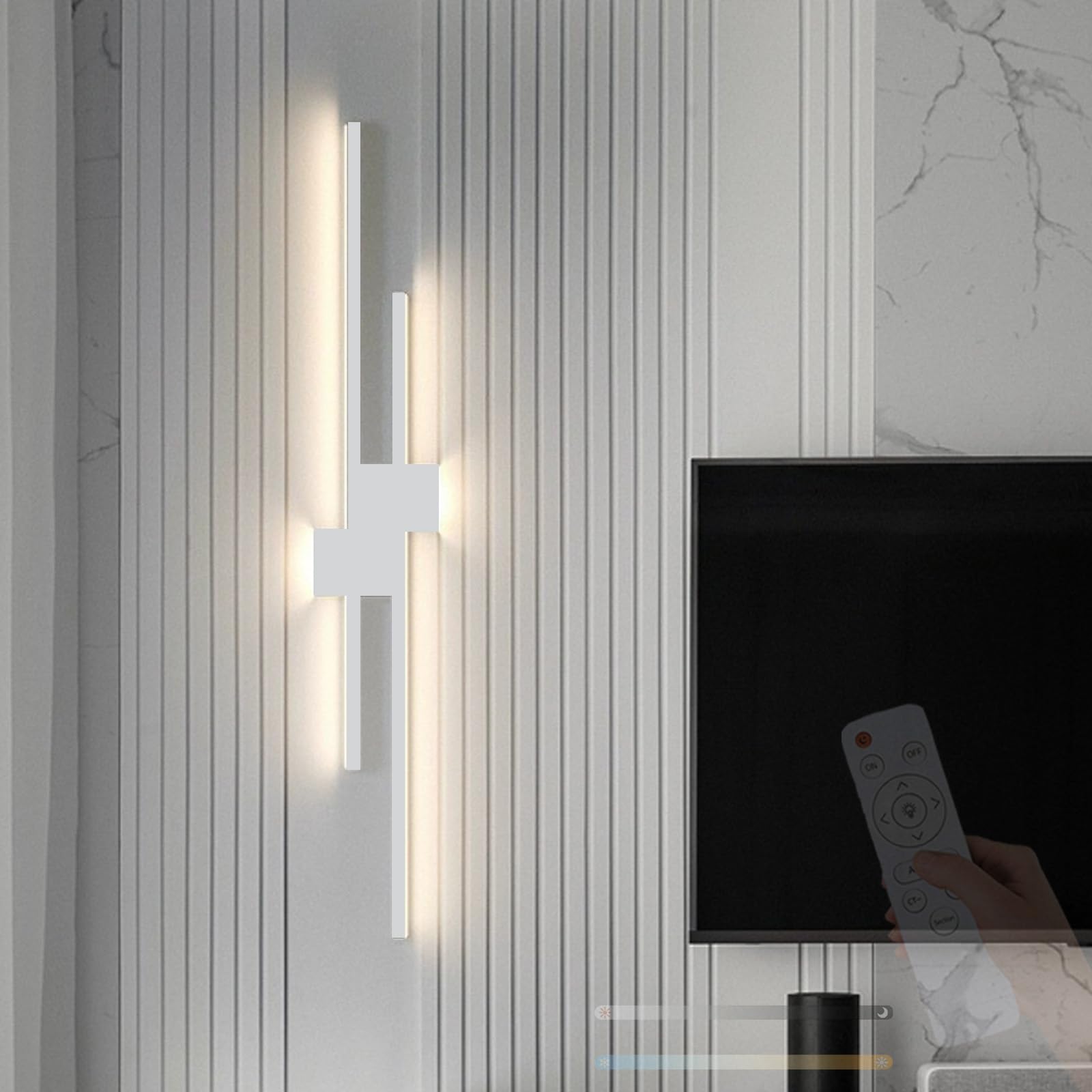 Aplique de pared moderno LED de 60cm en blanco con mando regulable 8