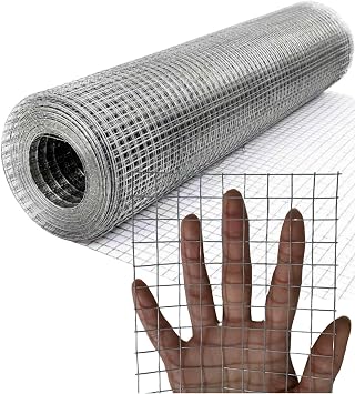 19 Gauge Galvanized Hardware Cloth, Welded Wire Metal Roll Chicken Fence Wire Mesh Screen Roll, Garden Rabbit Fencing, Snake Fence, Chicken Gopher Racoons 1/2 Inch-16Inch x 20Ft