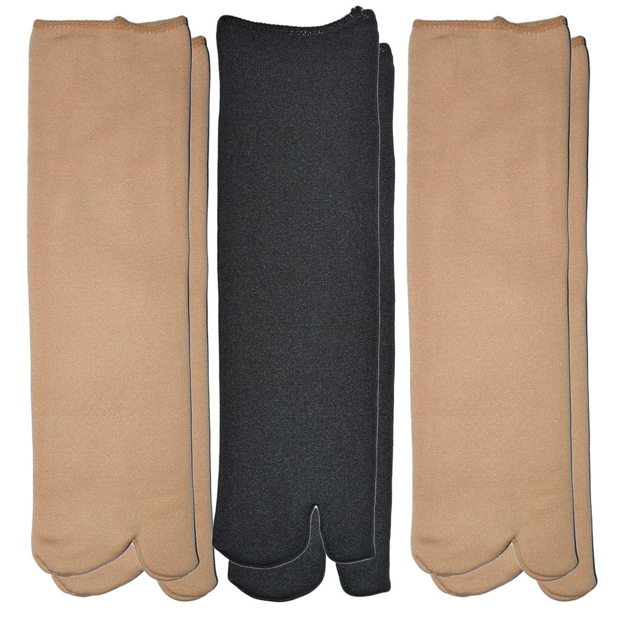 Toe Skin Colour Wool Heavy Duty Warm Ankle Length Thermal Women/Girls socks (Set of 3 Pair) (Black and skin)-image-42