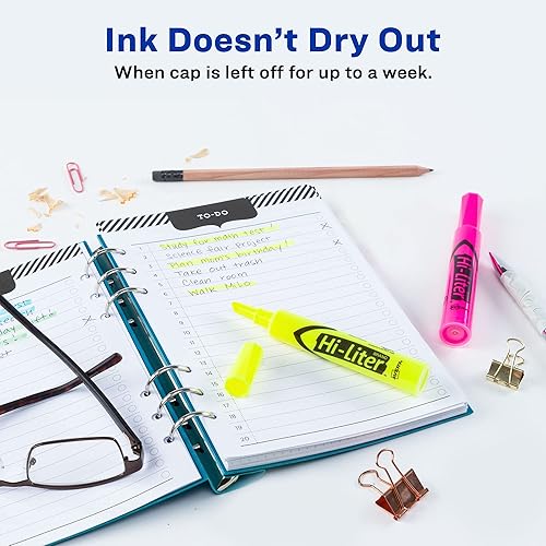 Miniatura 5 de Avery Hi-Liter, estilo de escritorio, punta de cincel, 24 resaltadores rosa y amarillo, paquete de 2, 48 en total (31448)