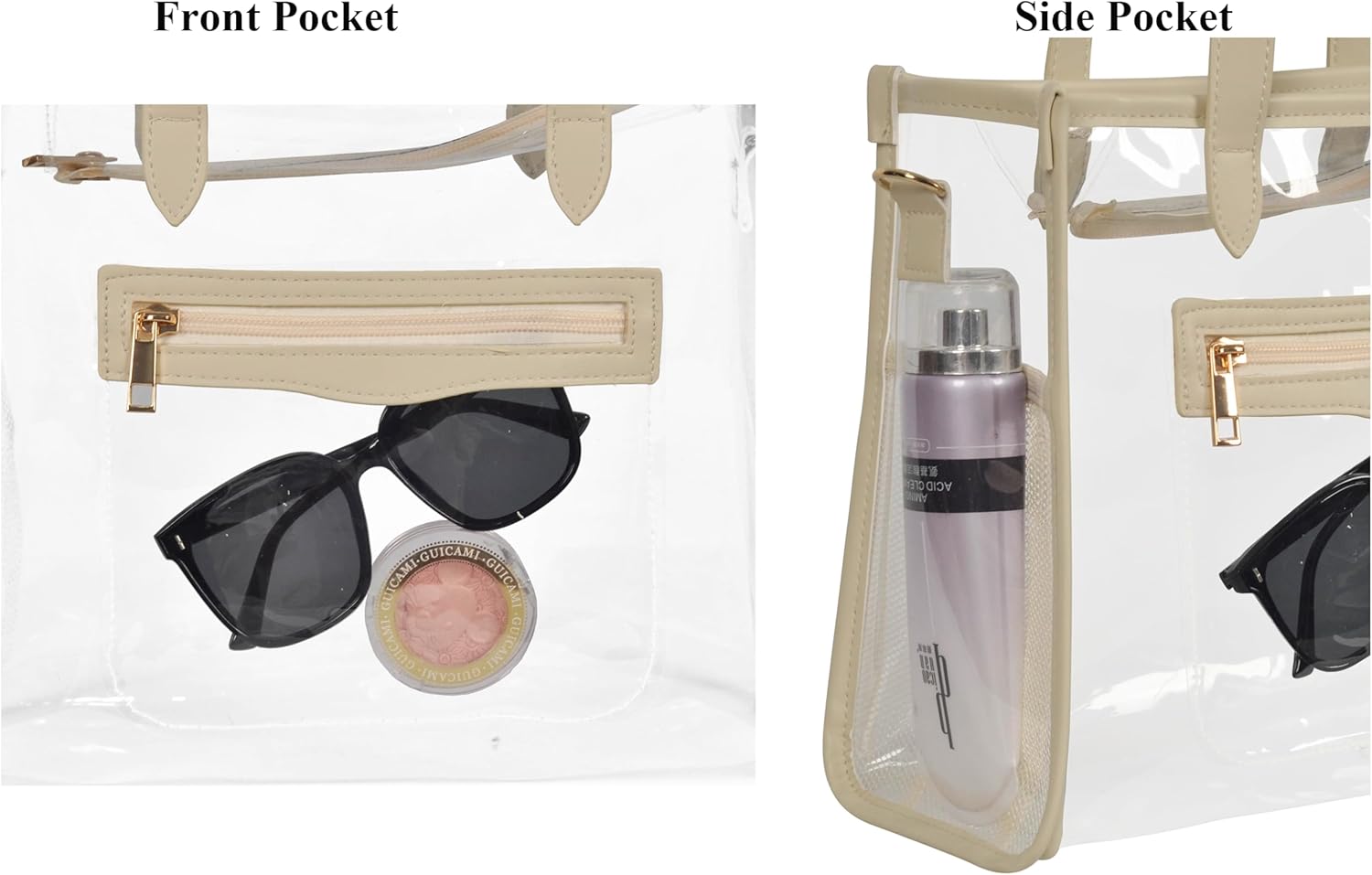 Clear Tote Bag for Women Thick PVC Clear Bag Transparent Stadium Bag with Guitar Strap