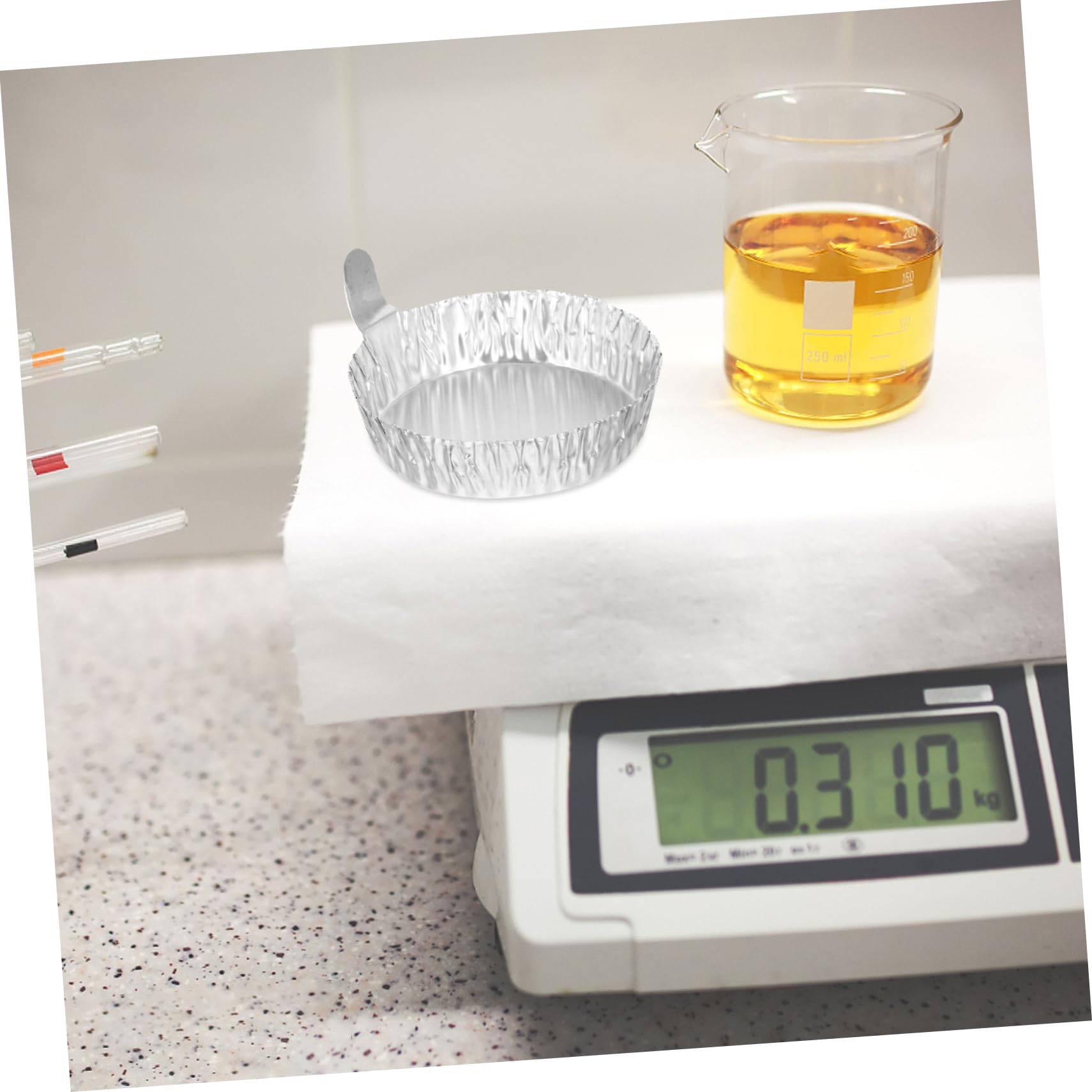 Angoily 50pcs Aluminum Foil Weighing Dish Labs Weighing Pans Plateau Pesage Lab Weight Boat Scale Silver