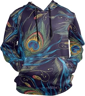 ZZKKO Peacock Feathers Hoodie for Pullover Long Sleeves Thin Workout Sweatshirts
