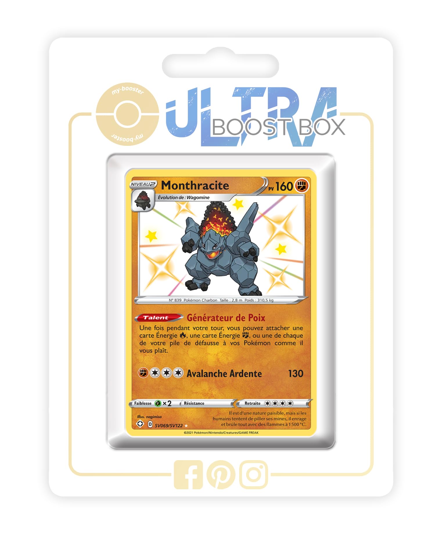 my-booster Monthracite (Coalossal) SV069/SV122 Cromatico Secreto X Écarlate et Violet 4.5 Destinées Radieuses - Box di 10 carte Pokémon Francese