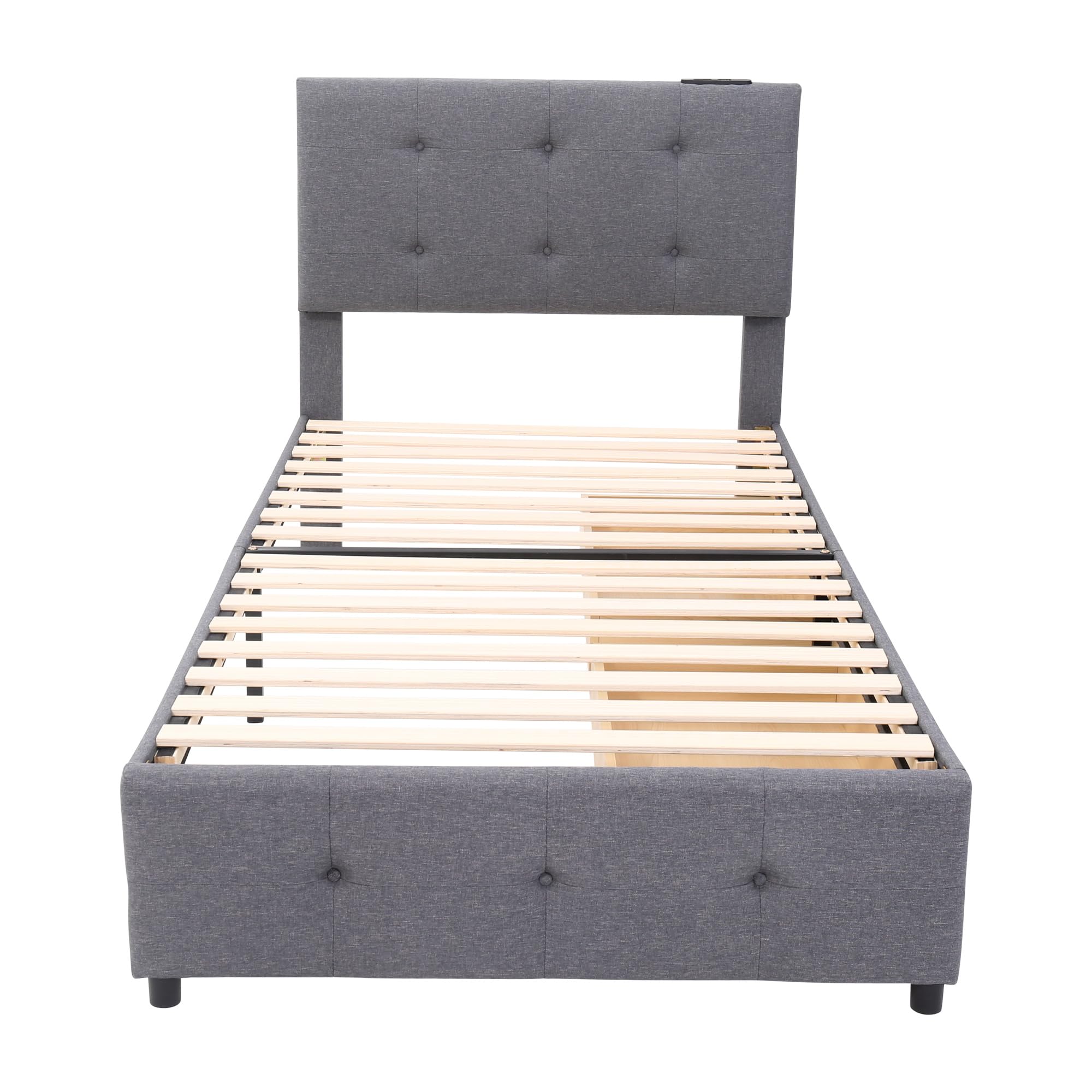 Amazon.co.jp: OSJ ファブリックベッド ベッドフレームのみ 引き出し