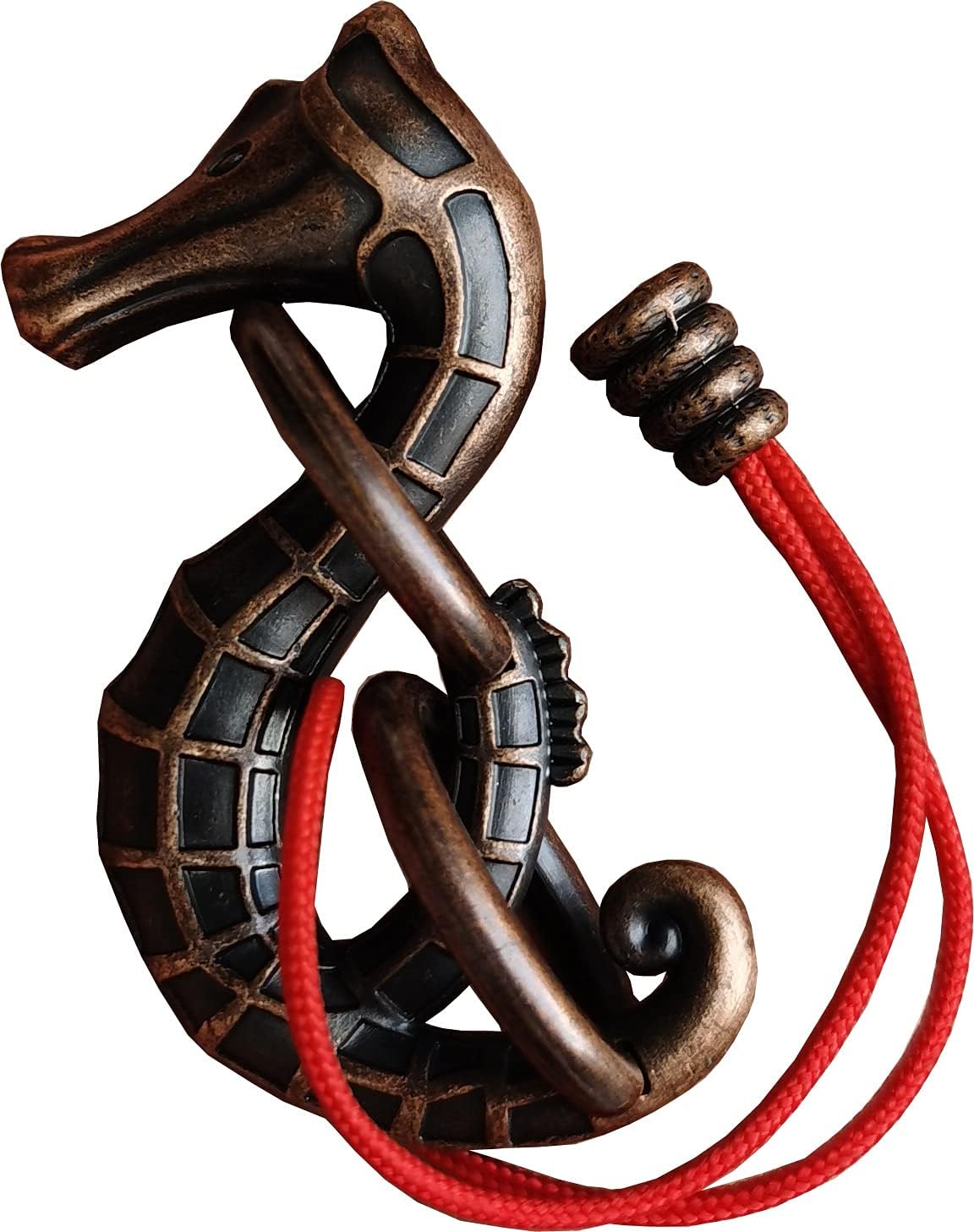 Cast Metal Brain Teaser Puzzle Metal Puzzle Brainteaser Exploration and Thinking Toy Intellectual Teaching (Seahorse & Rope)