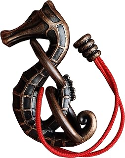 Cast Metal Brain Teaser Puzzle Metal Puzzle Brainteaser Exploration and Thinking Toy Intellectual Teaching (Seahorse & Rope)