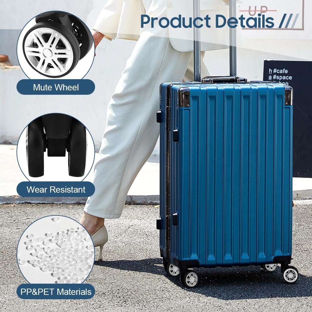 Lot 2 Roues Valise Double Rangée PP+PET Wakects A03 – Rotatives 360°, Universelles, 8 Vis Incluses, Remplacement Facile