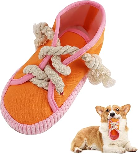 vocheer Juguete masticable para perros, juguetes para perros para mantenerlos ocupados, zapato de dentición duradero, juguete interactivo con sonido