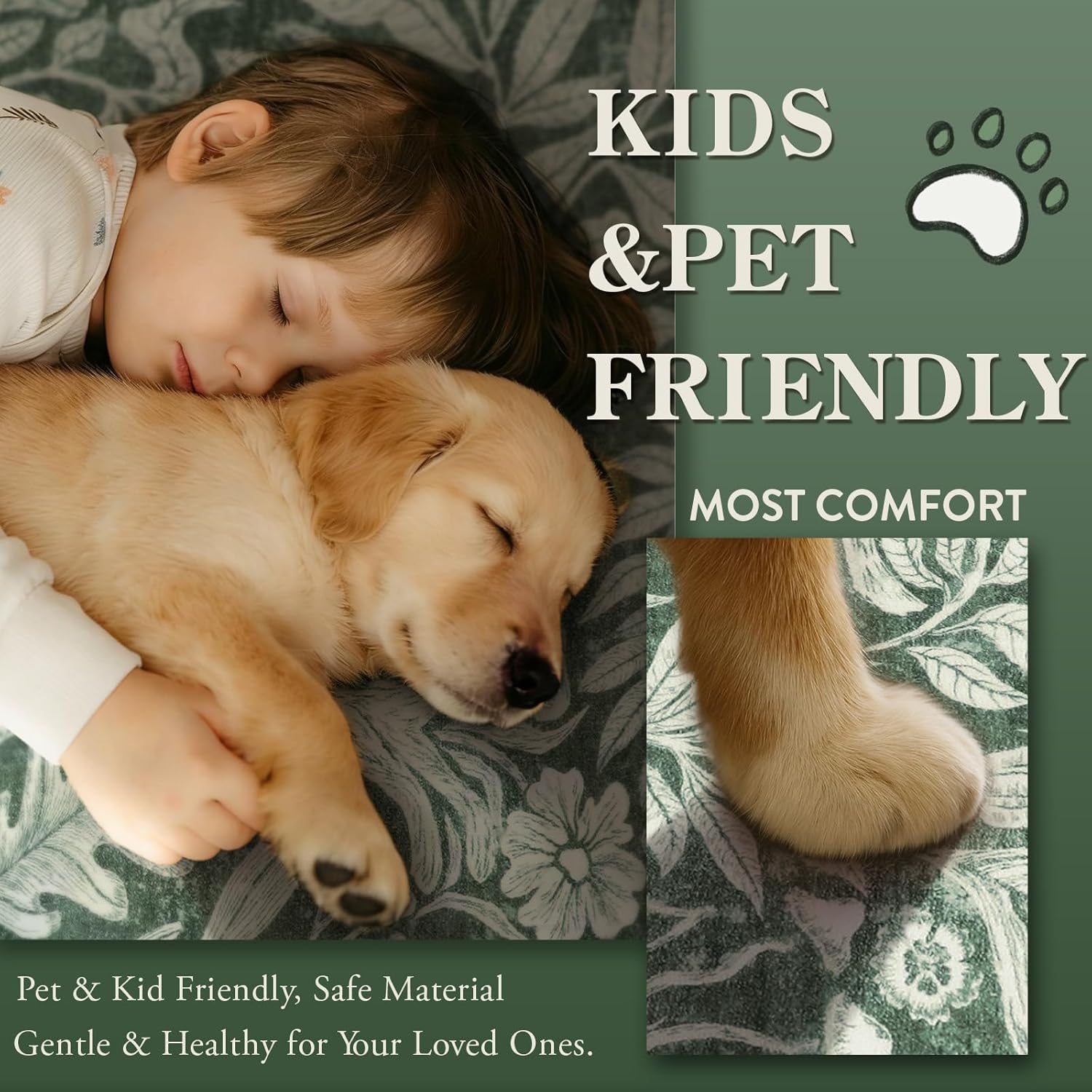 Lahome Nadine Rabbit Entryway Rug 3x5, Soft Animal Washable Area Rug for Bedroom Nursery, Vintage Forest Woodland Print Sage Green Door Mat, Non Slip Stain Resistant Bunny Throw Carpet for Bathroom