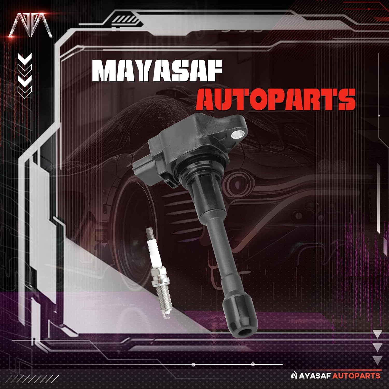 MAYASAF UF549 Ignition Coils and Spark Plugs Set of 4 Fit for Nissan 2007-2018 Altima, 2005-2019 Frontier, 2008-2018 Rogue, 2014-2015 Rogue Select, 2007-2019 Sentra/Versa, 2014-2019 Versa Note