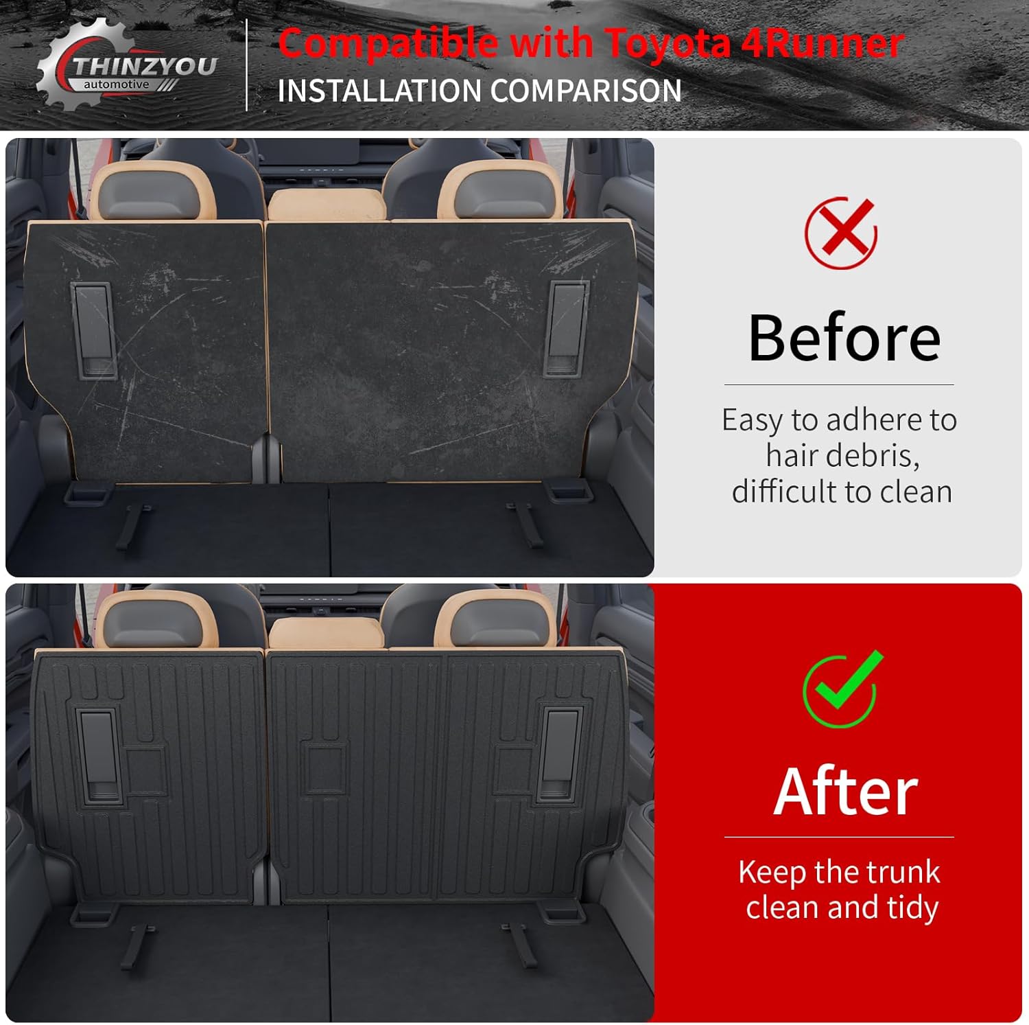 Kick Mats Compatible with 2025 2026 Toyota 4Runner 7 Seats Gas Cargo Mat Trunk Mat Cargo Liner 2nd Row Back Seat Protector Cover TPE All Weather Accessories (2nd Row Backrest Mats)