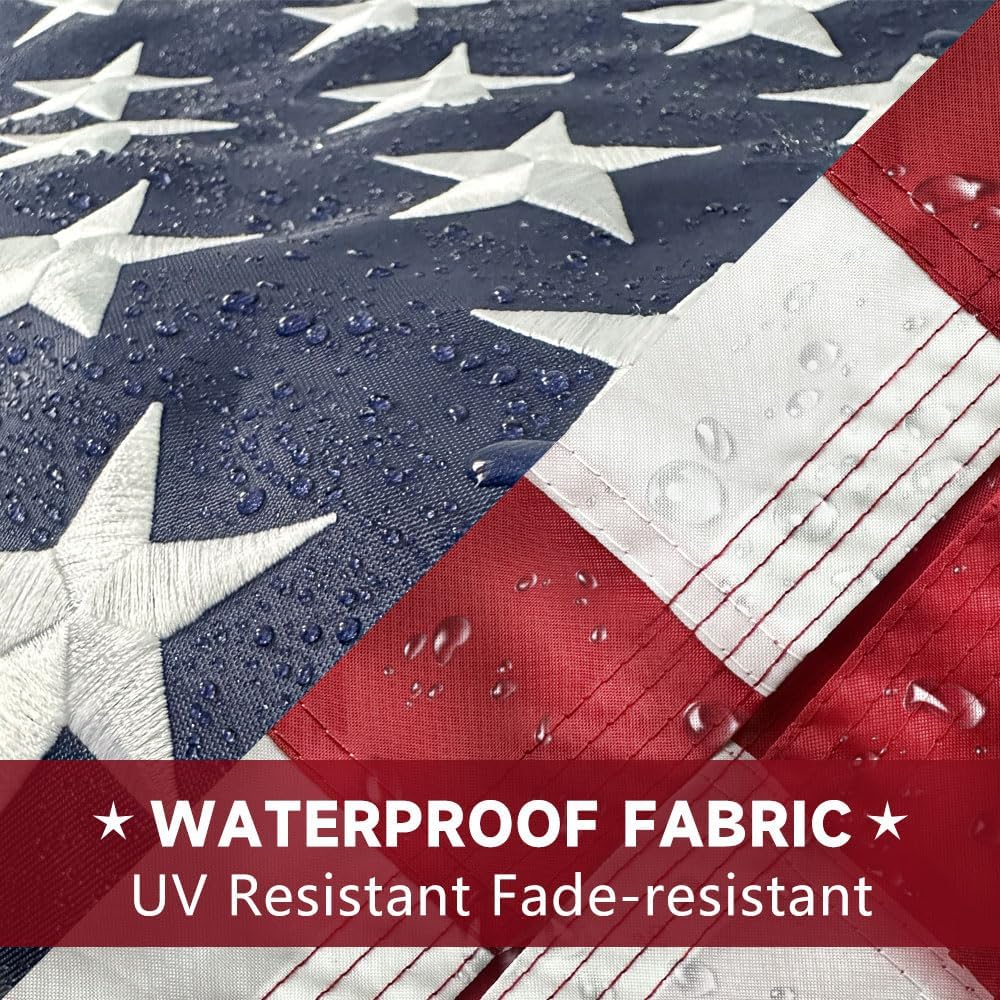 American Flag 4x6 Feet Heavy Duty American Flags for Outside with Embroidered Stars and Sewn Stripes Thicken Polyester Material US Flag with Brass Grommets for USA High Wind All Weather (4x6 Feet Heavy Duty)