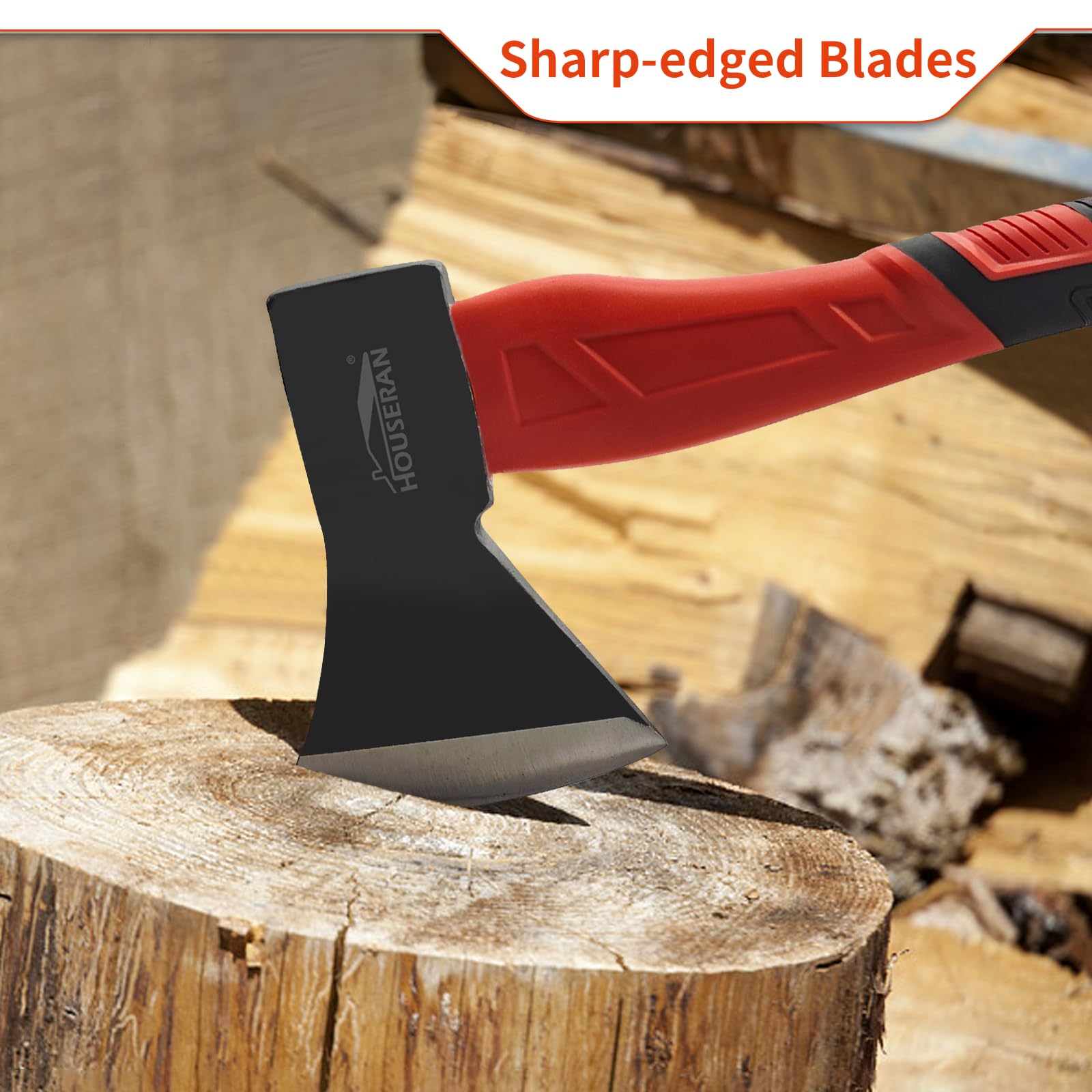 Camping Axe - 14" Wood Axe for Splitting Firewood, Non-Slip Handle, Ideal for Camping and Woodworking
