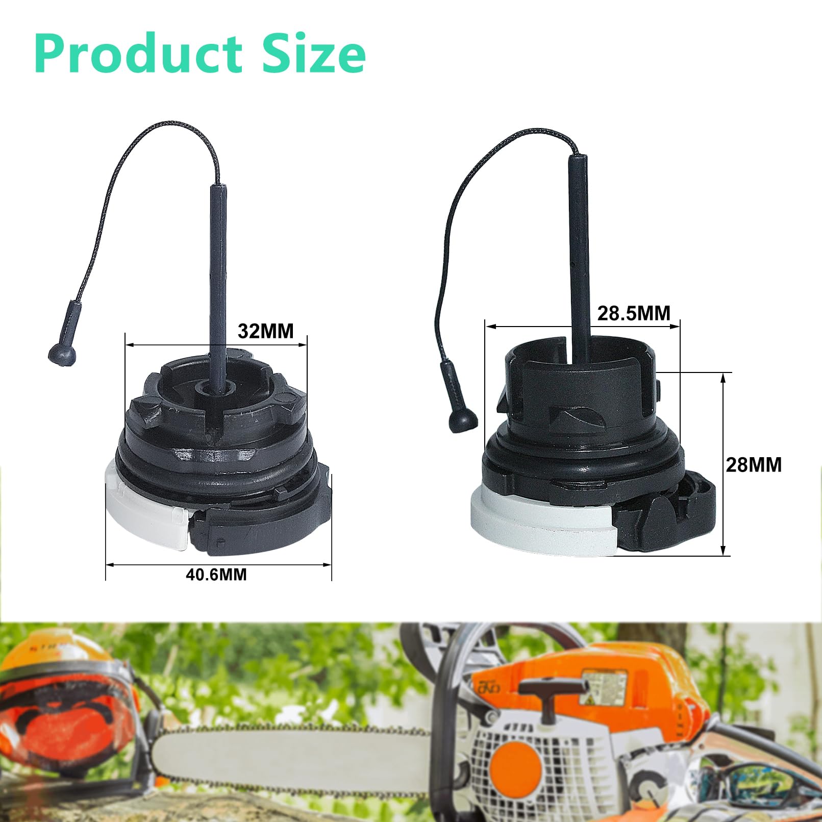 Set 2 Tappi Carburante E Olio Per Motosega Stihl MS 200-260 – Sostituzione Perfetta In Plastica, Nero E Bianco
