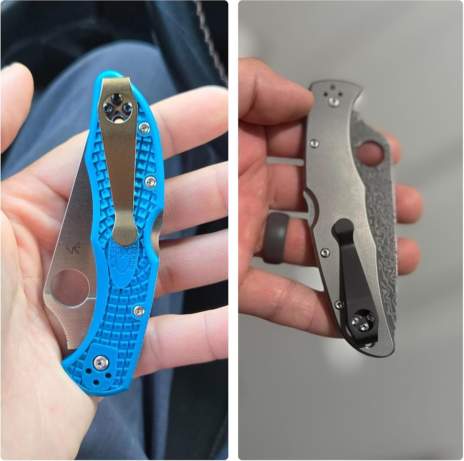 Titanium Deep Carry Pocket Clip for Spyderco Para 3, Paramilitary 2 and More Models Knives, Premium Custom-made Pocket Clip with 3 Pieces Screws, Black